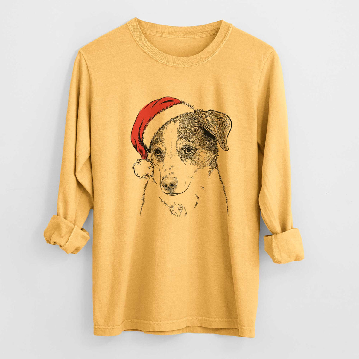 Santa Coco the Beagle Mix - Men's Heavyweight 100% Cotton Long Sleeve