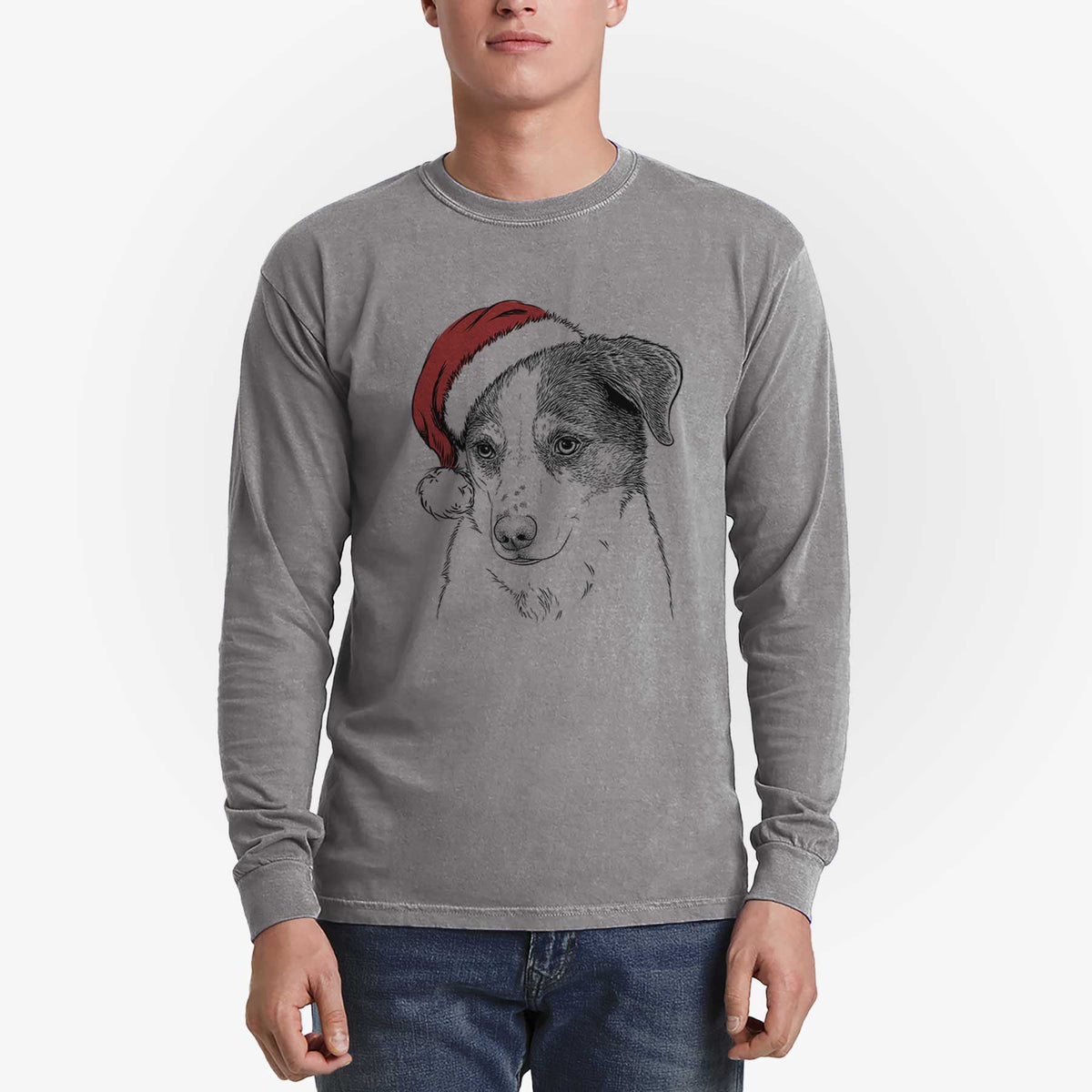Santa Coco the Beagle Mix - Men's Heavyweight 100% Cotton Long Sleeve