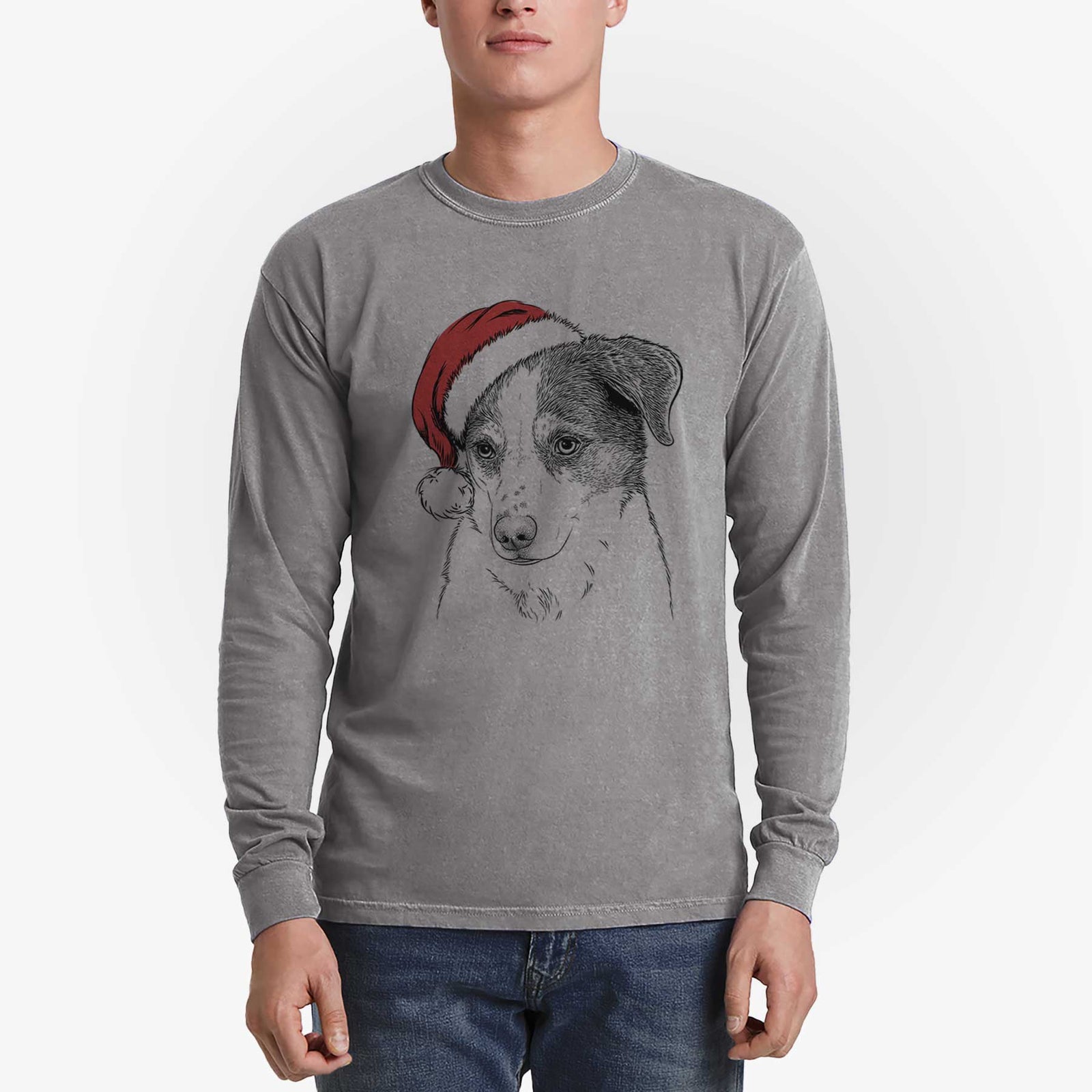 Santa Coco the Beagle Mix - Men's Heavyweight 100% Cotton Long Sleeve