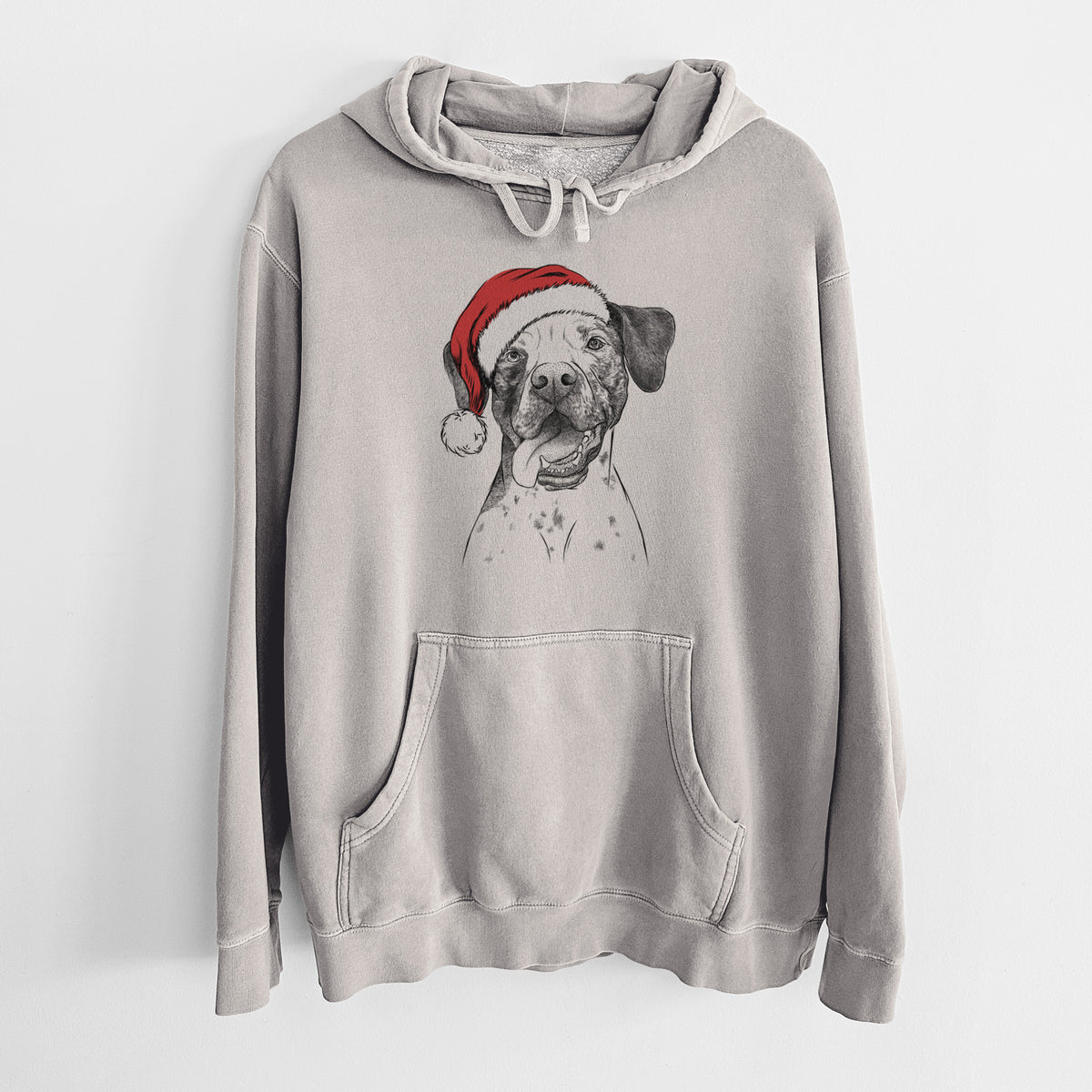 Santa Hat Cola the Catahoula - Unisex Pigment Dyed Hoodie