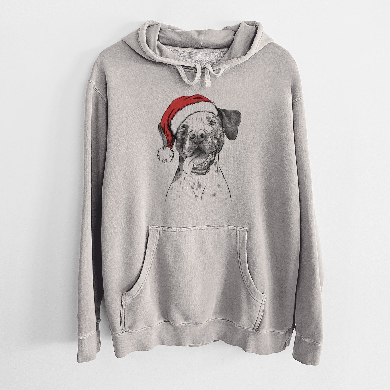 Santa Hat Cola the Catahoula - Unisex Pigment Dyed Hoodie
