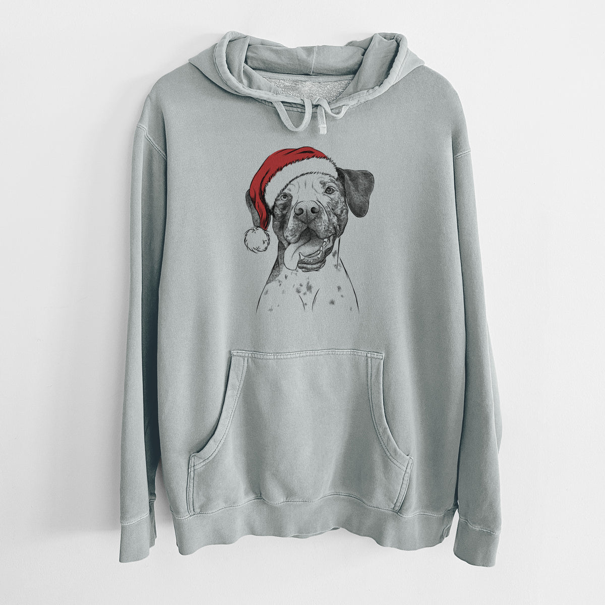 Santa Hat Cola the Catahoula - Unisex Pigment Dyed Hoodie