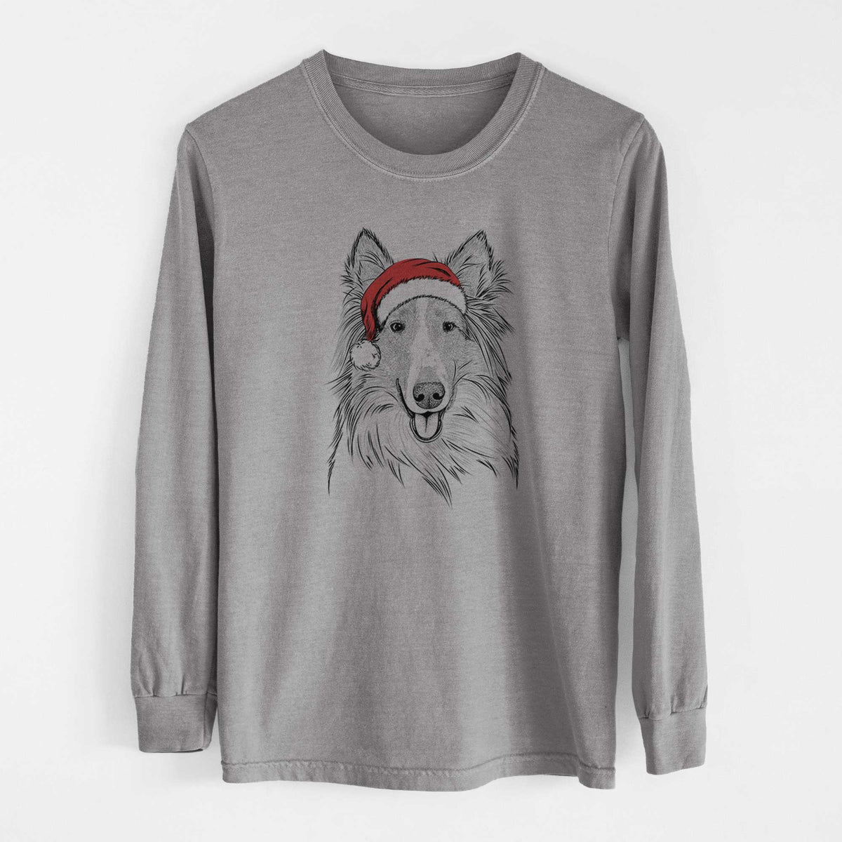 Santa Conrad the Rough Collie - Men's Heavyweight 100% Cotton Long Sleeve