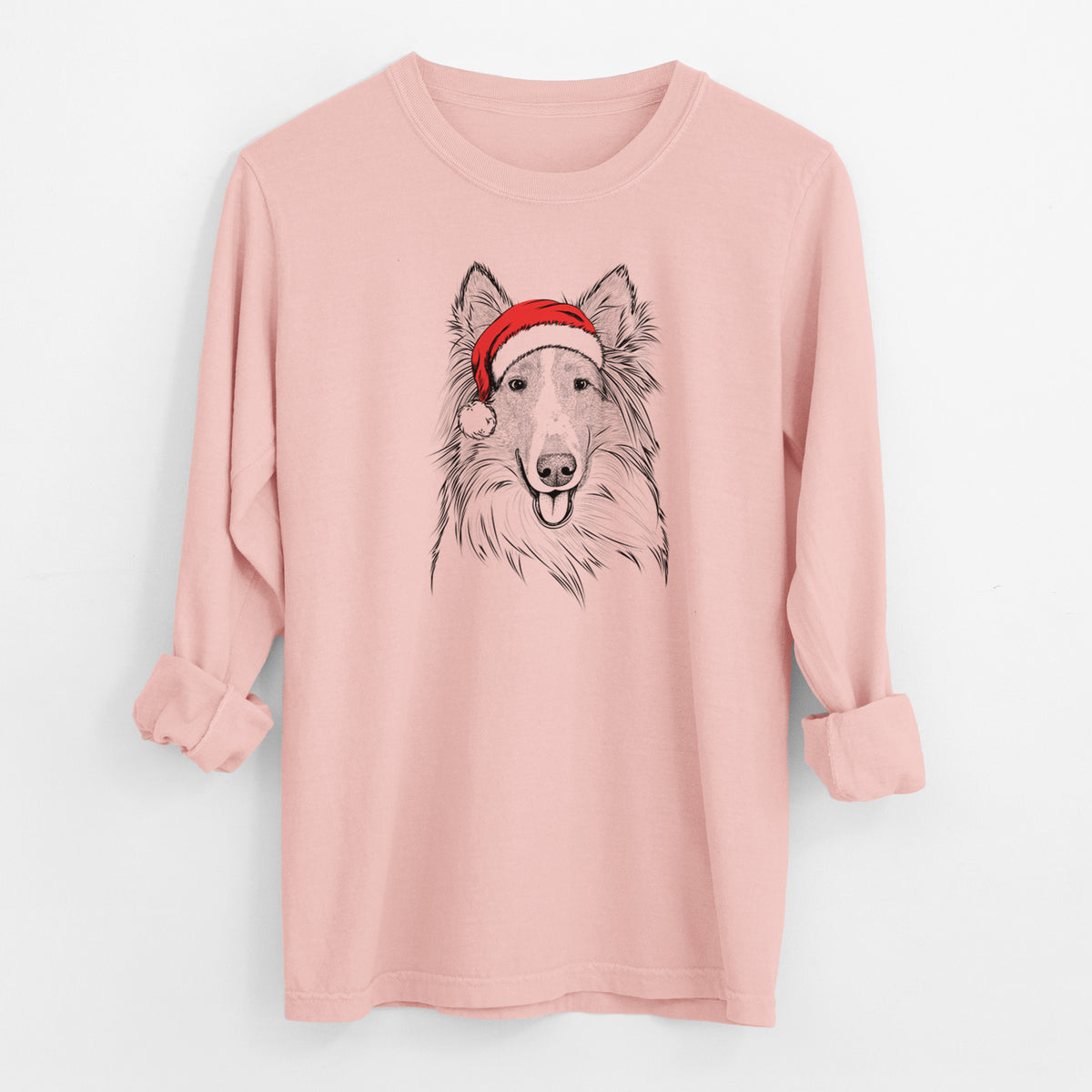 Santa Conrad the Rough Collie - Men's Heavyweight 100% Cotton Long Sleeve