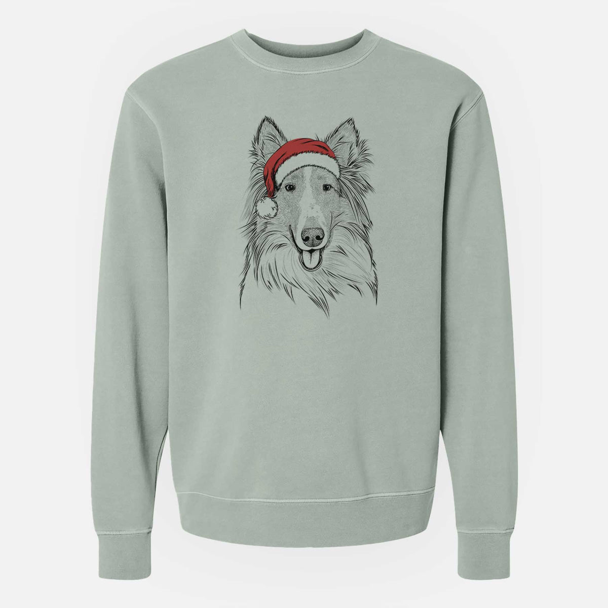 Santa Conrad the Rough Collie - Unisex Pigment Dyed Crew Sweatshirt