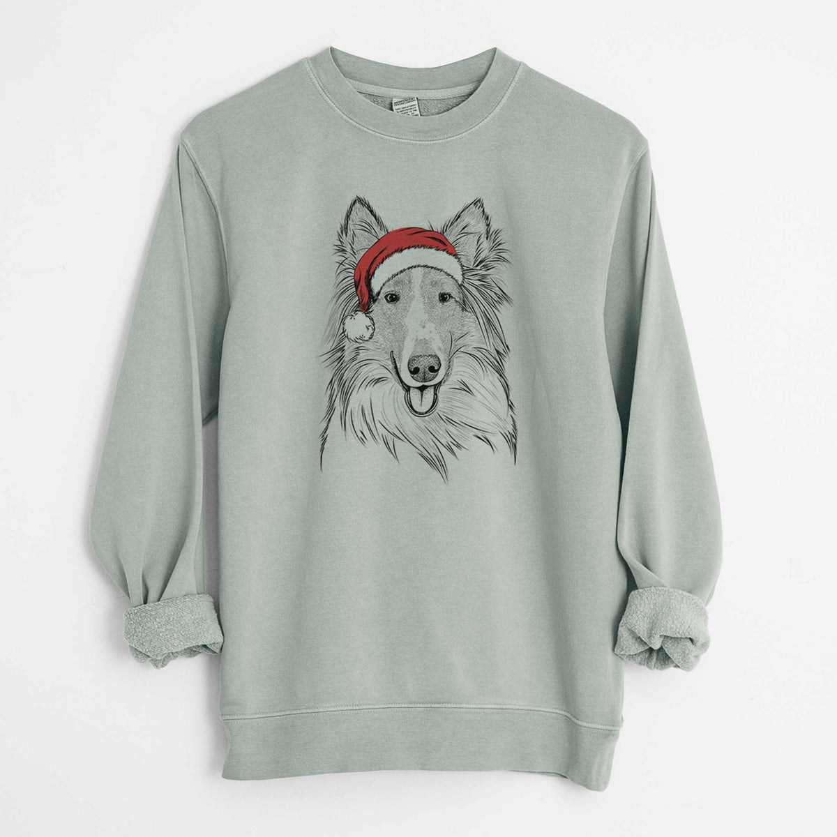 Santa Conrad the Rough Collie - Unisex Pigment Dyed Crew Sweatshirt