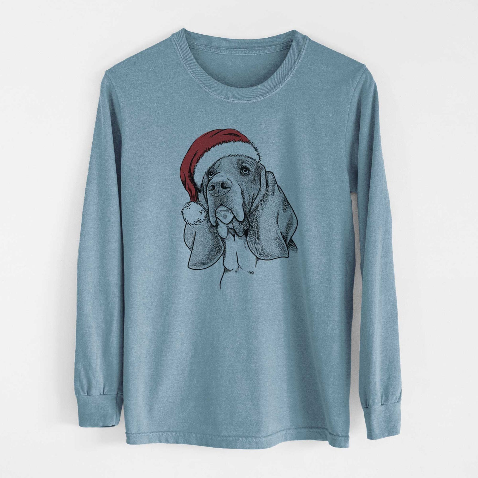 Santa Cooper the Basset Hound - Men's Heavyweight 100% Cotton Long Sleeve