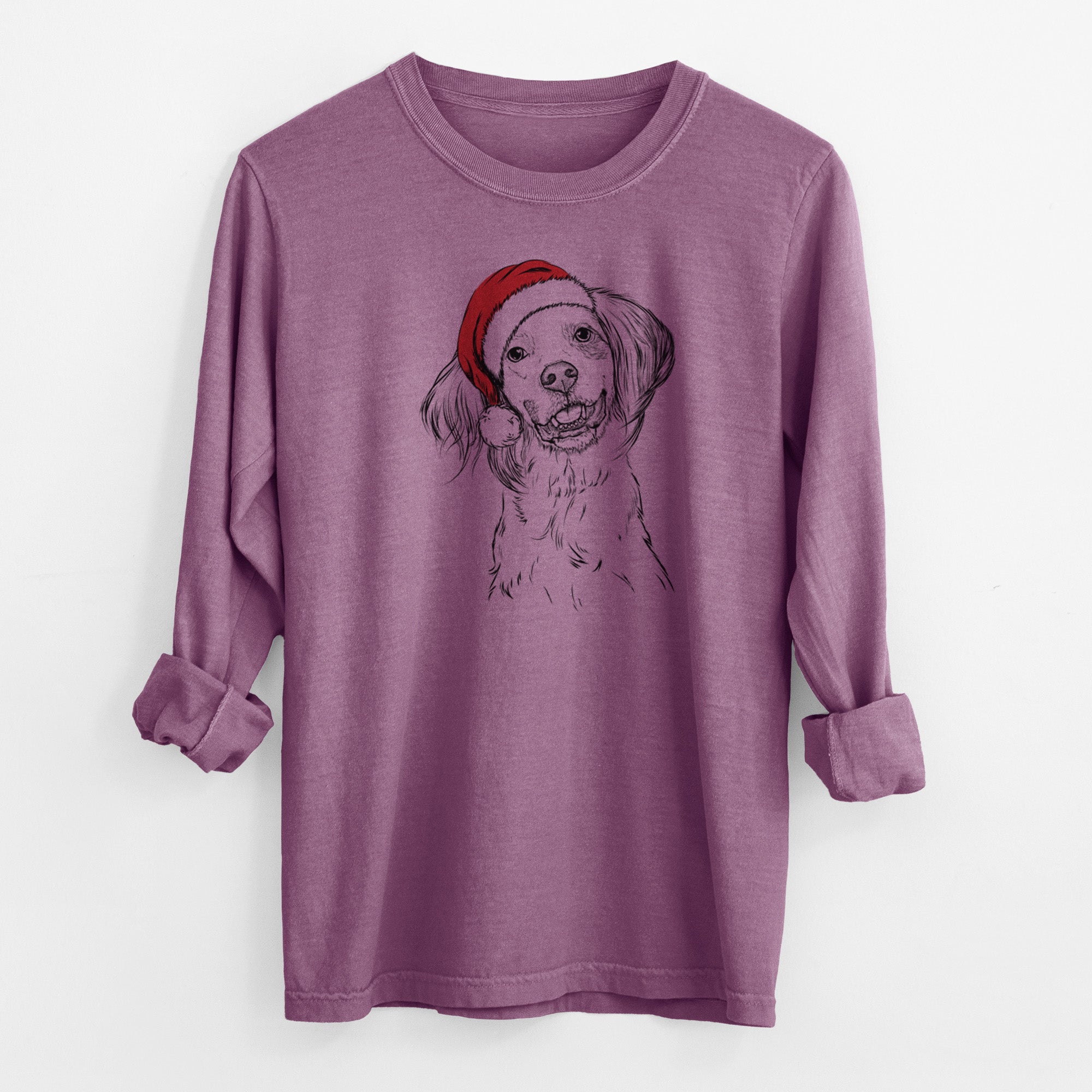 Santa Cooper the English Setter - Men's Heavyweight 100% Cotton Long Sleeve