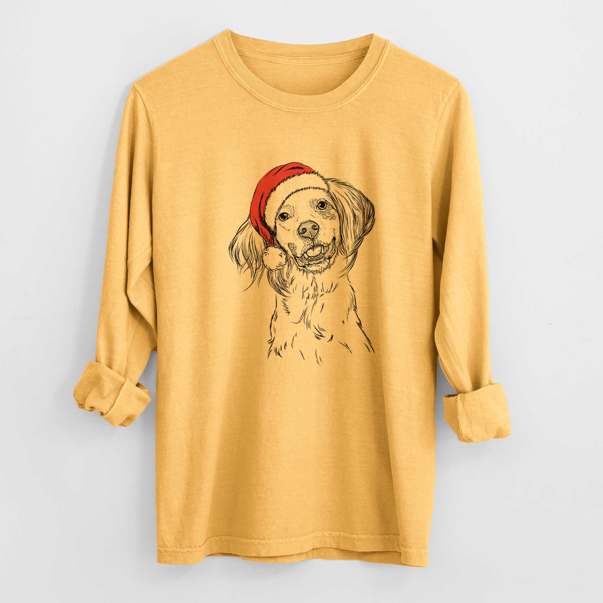 Santa Cooper the English Setter - Men's Heavyweight 100% Cotton Long Sleeve