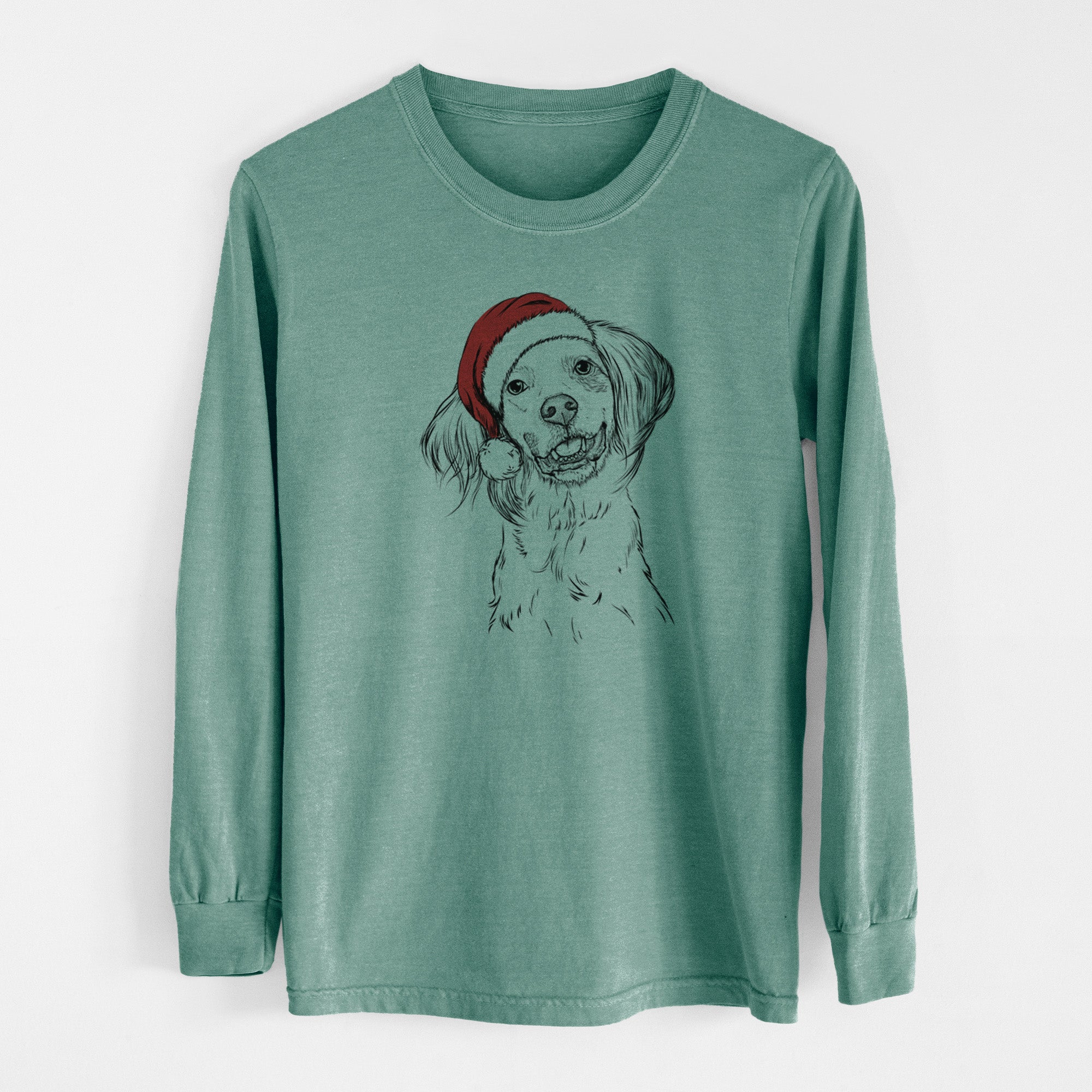 Santa Cooper the English Setter - Men's Heavyweight 100% Cotton Long Sleeve