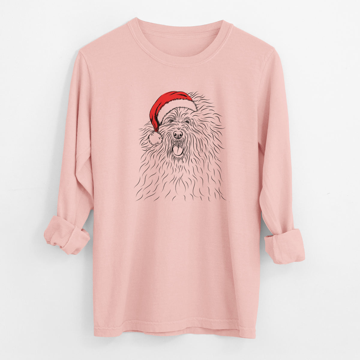 Santa Cozie the Old English Sheepdog - Men's Heavyweight 100% Cotton Long Sleeve