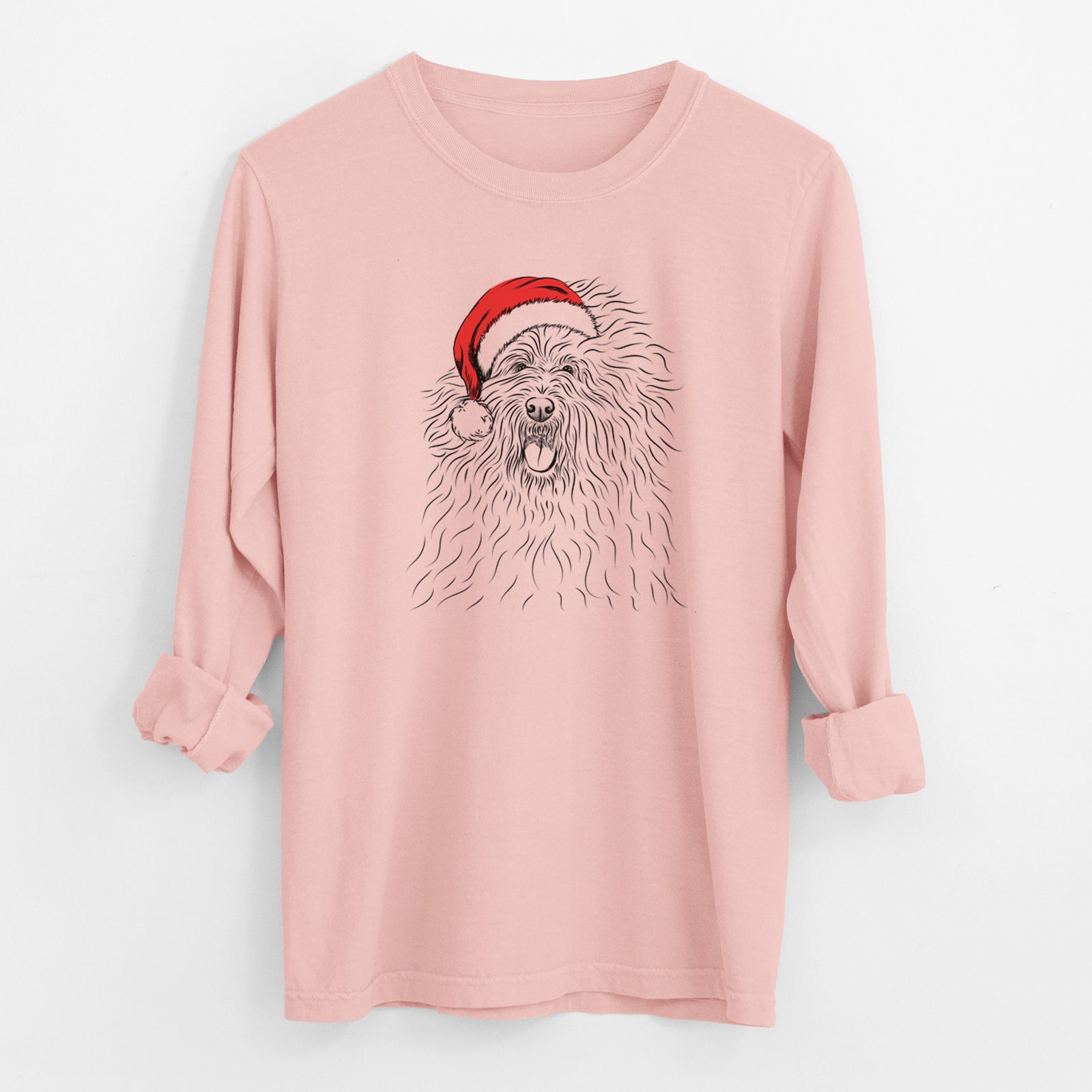 Santa Cozie the Old English Sheepdog - Men's Heavyweight 100% Cotton Long Sleeve