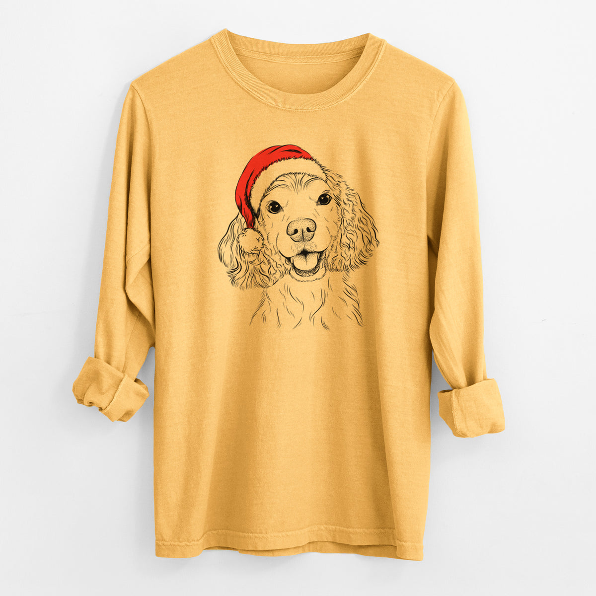 Santa Cricket the American Cocker Spaniel - Heavyweight 100% Cotton Long Sleeve