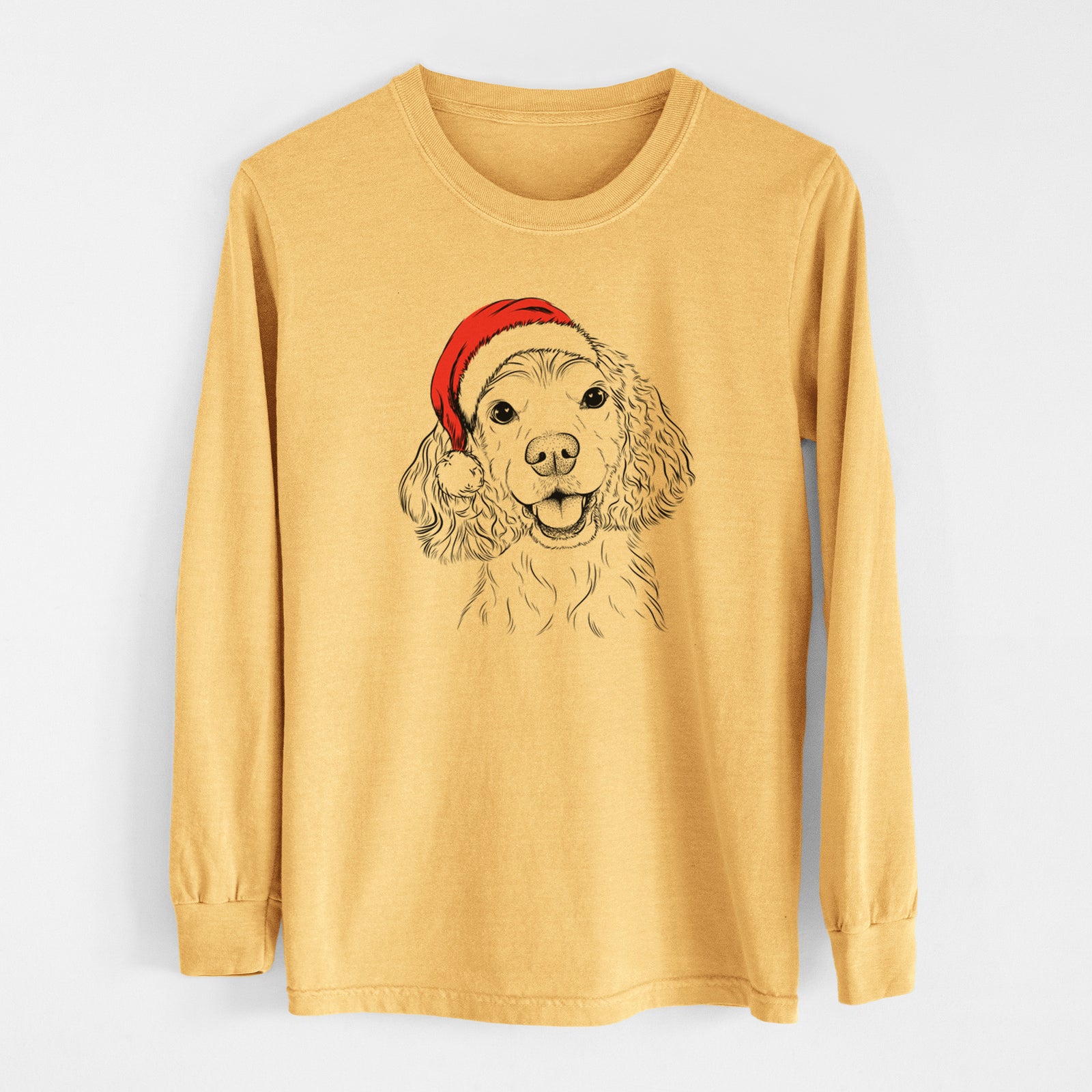 Santa Cricket the American Cocker Spaniel - Heavyweight 100% Cotton Long Sleeve
