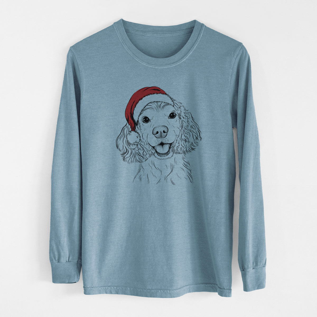 Santa Cricket the American Cocker Spaniel - Heavyweight 100% Cotton Long Sleeve