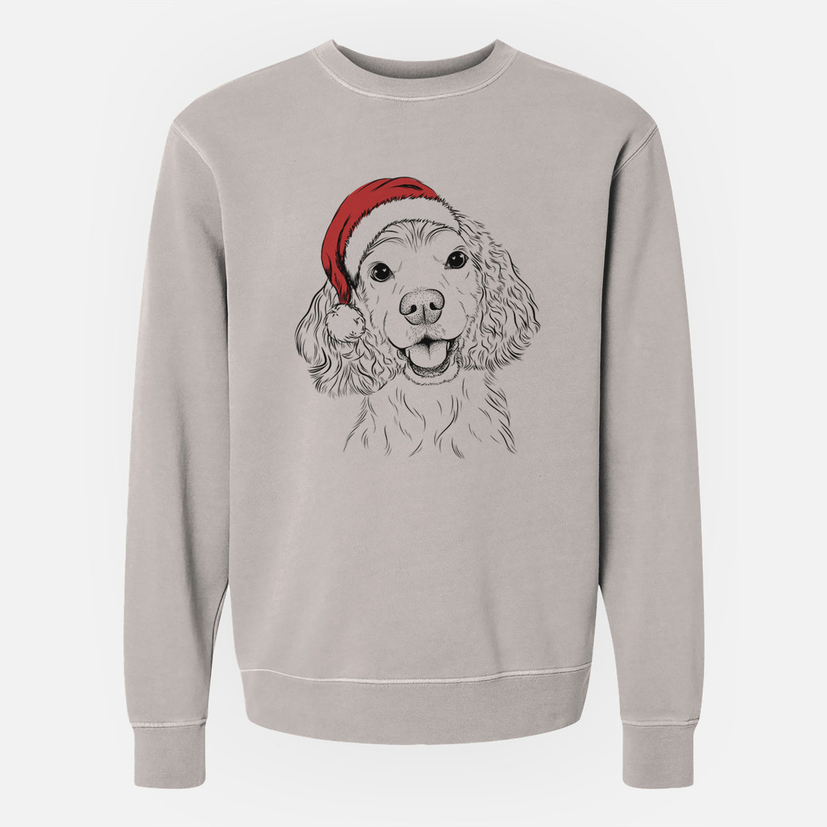 Santa Cricket the American Cocker Spaniel - Unisex Pigment Dyed Crew Sweatshirt