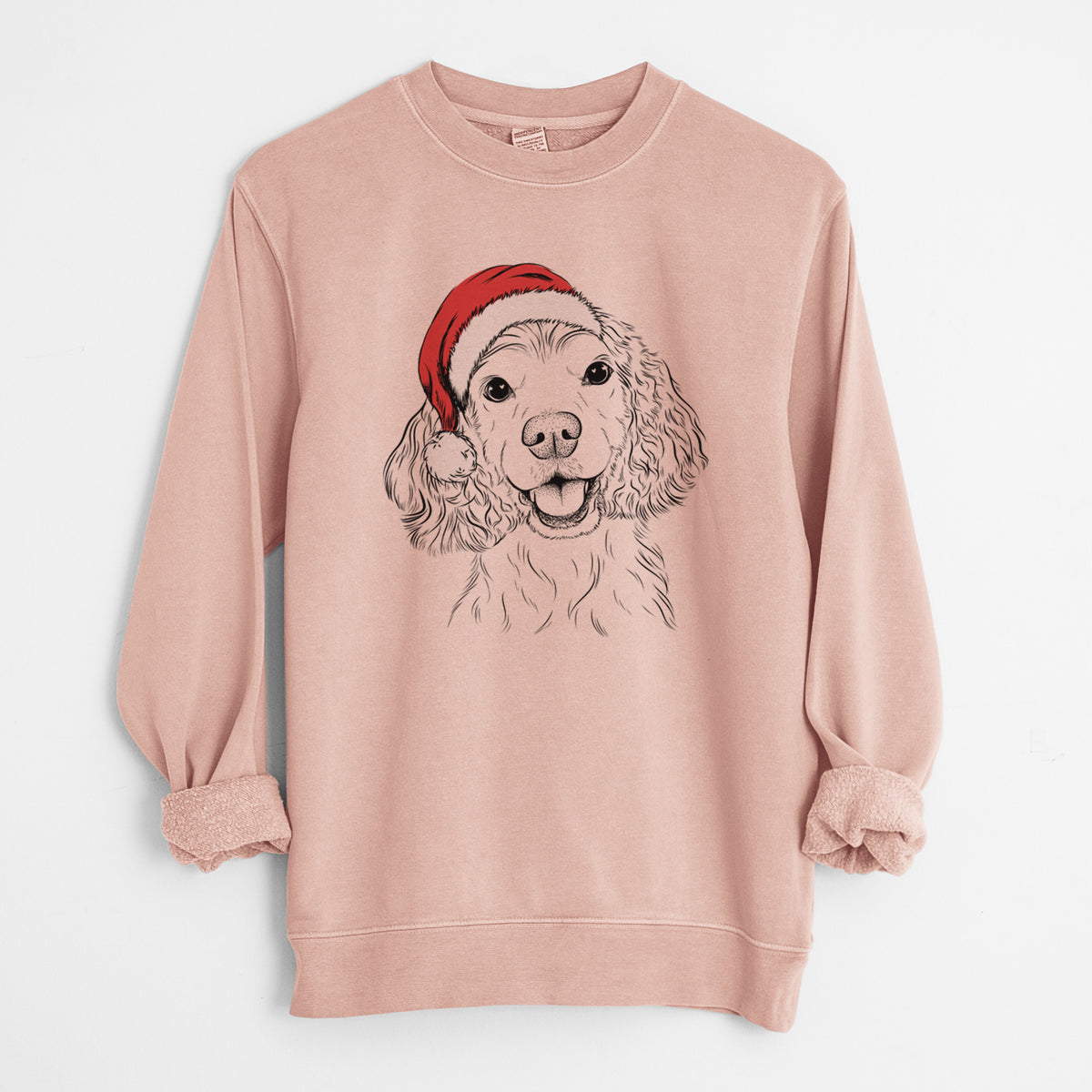 Santa Cricket the American Cocker Spaniel - Unisex Pigment Dyed Crew Sweatshirt