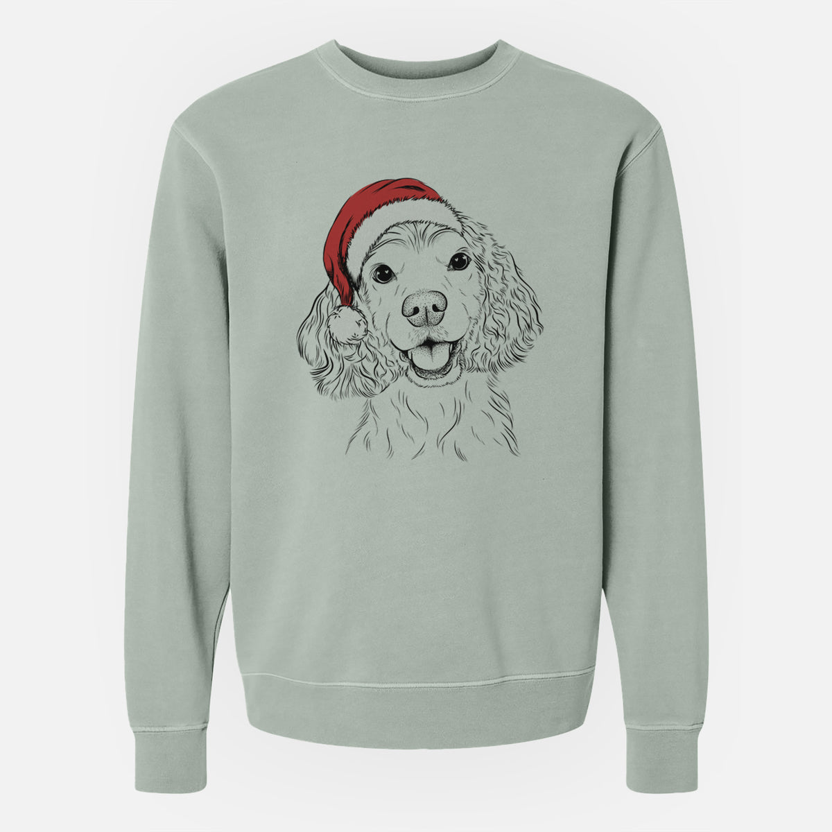 Santa Cricket the American Cocker Spaniel - Unisex Pigment Dyed Crew Sweatshirt