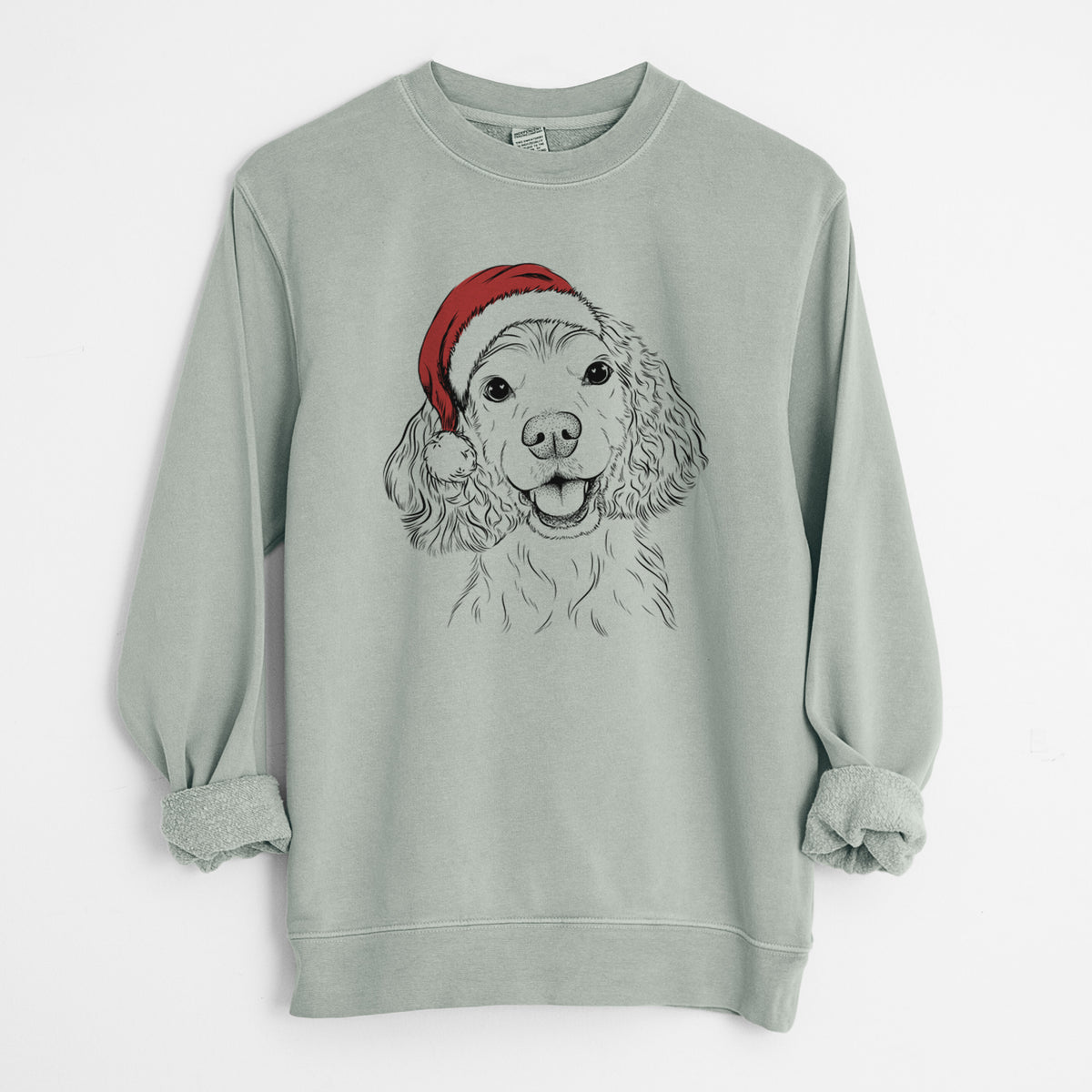 Santa Cricket the American Cocker Spaniel - Unisex Pigment Dyed Crew Sweatshirt