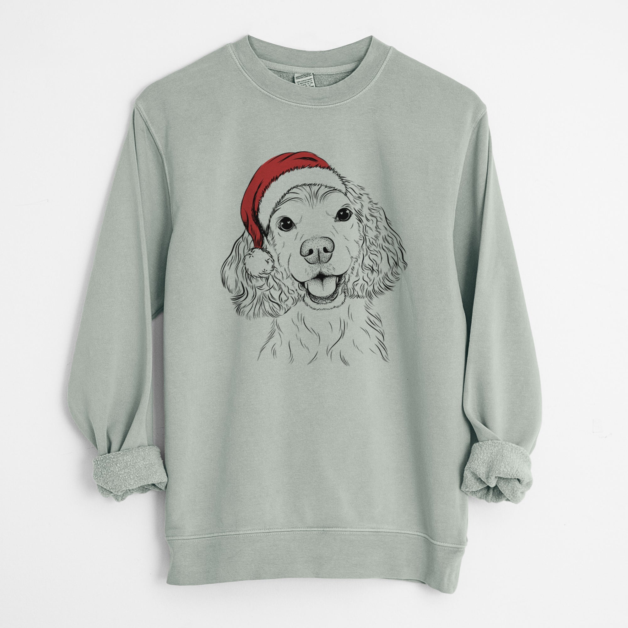 Santa Cricket the American Cocker Spaniel - Unisex Pigment Dyed Crew Sweatshirt