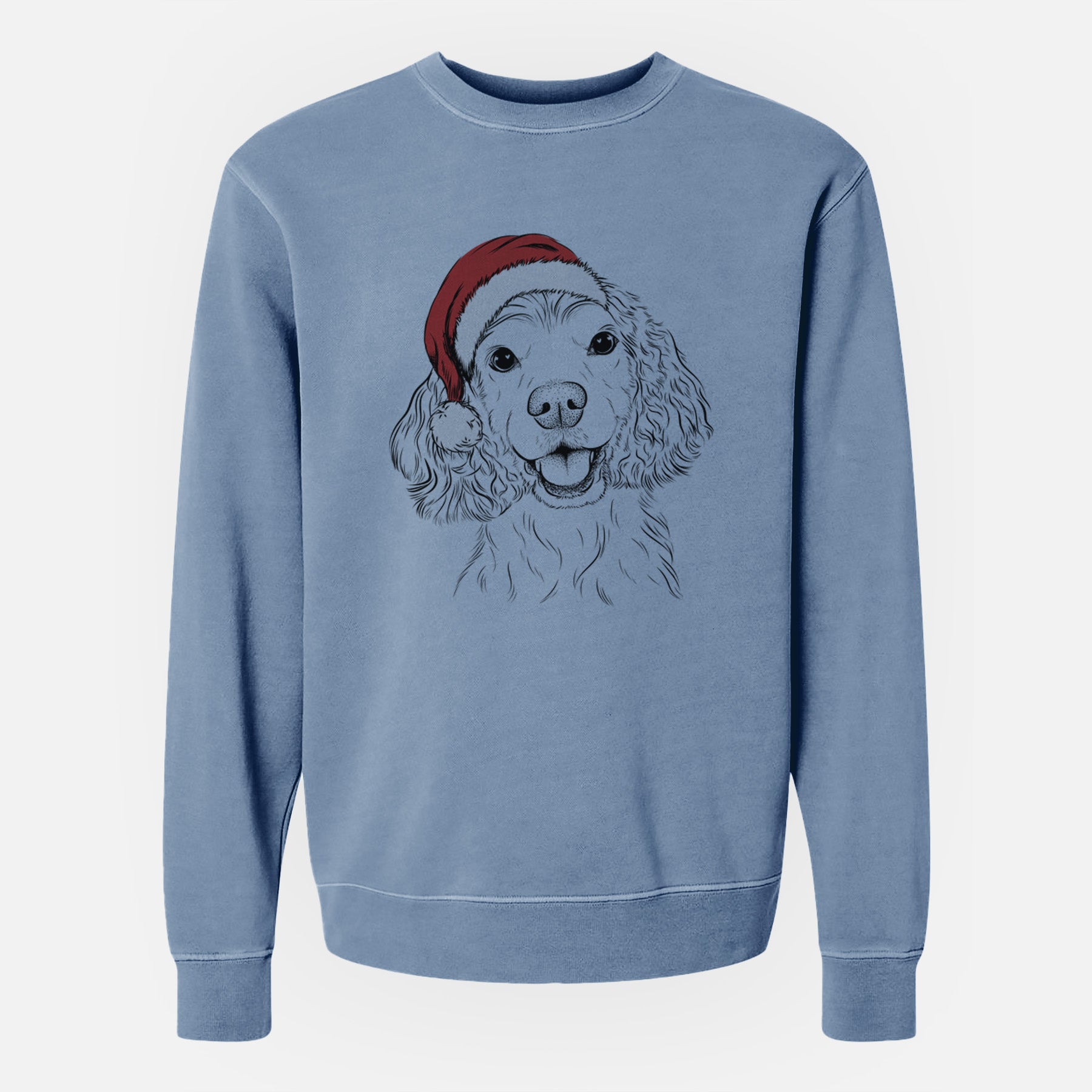 Santa Cricket the American Cocker Spaniel - Unisex Pigment Dyed Crew Sweatshirt