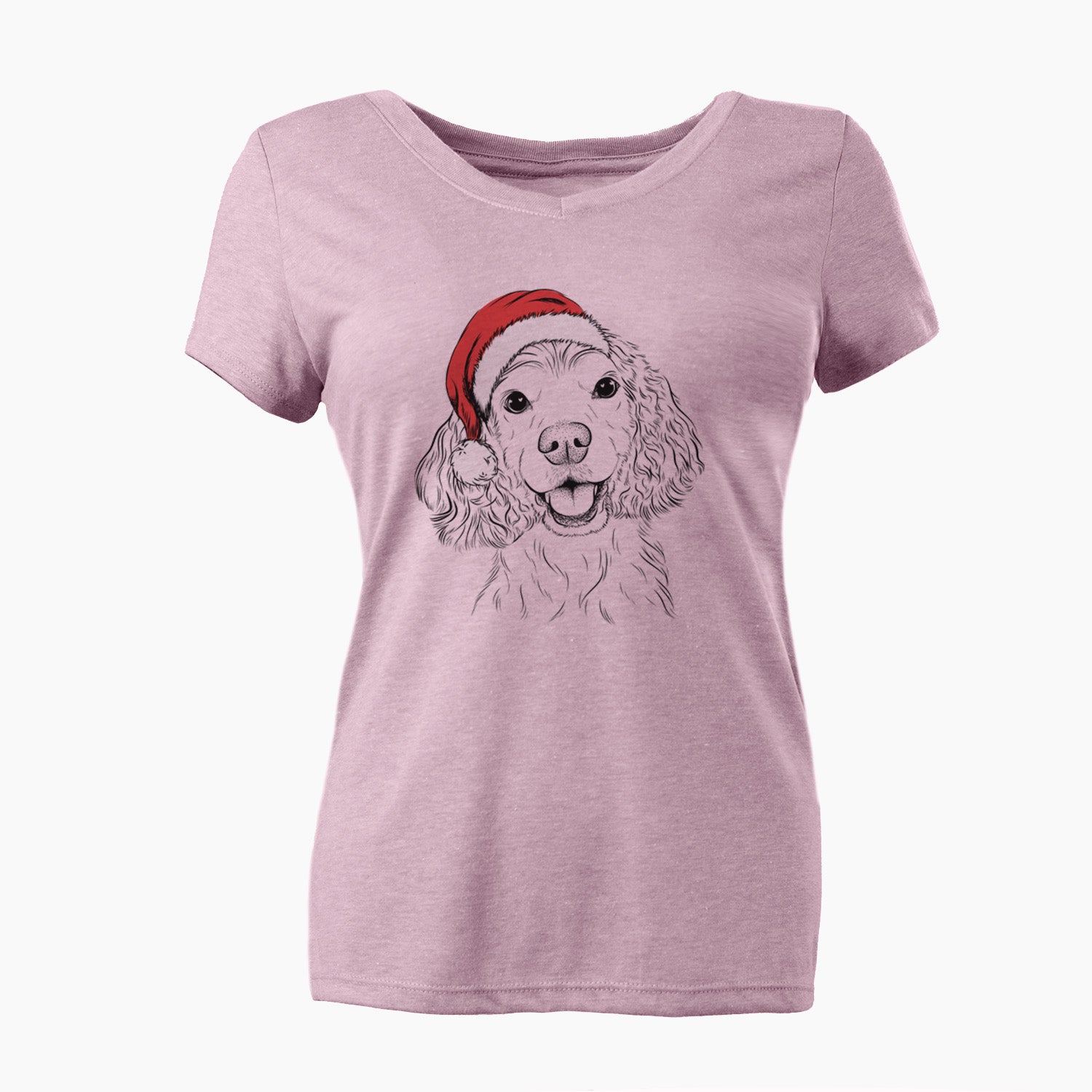 Santa Cricket the American Cocker Spaniel - Women's Perfect V-neck Shirt