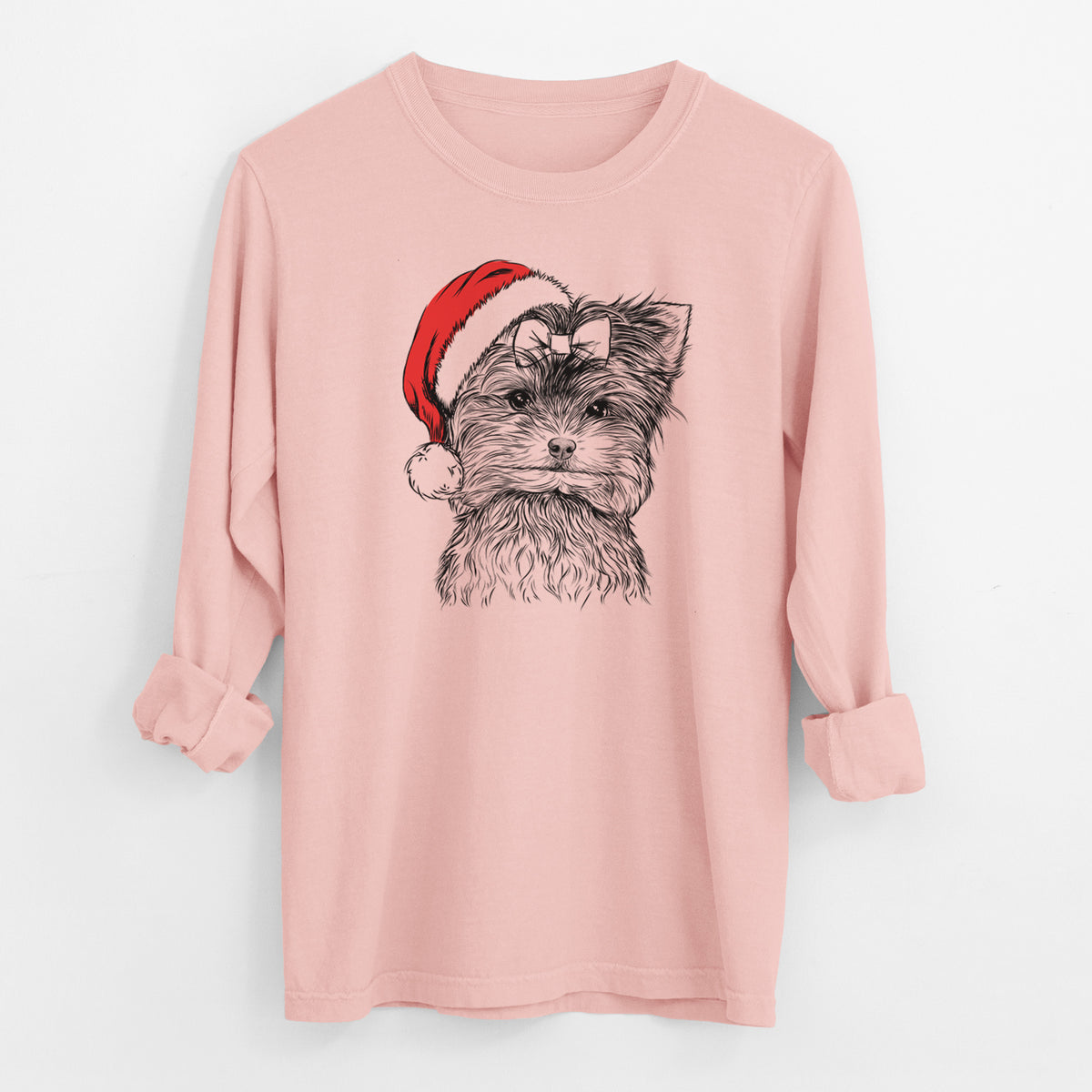 Santa Cricket the Biewer Terrier - Men's Heavyweight 100% Cotton Long Sleeve