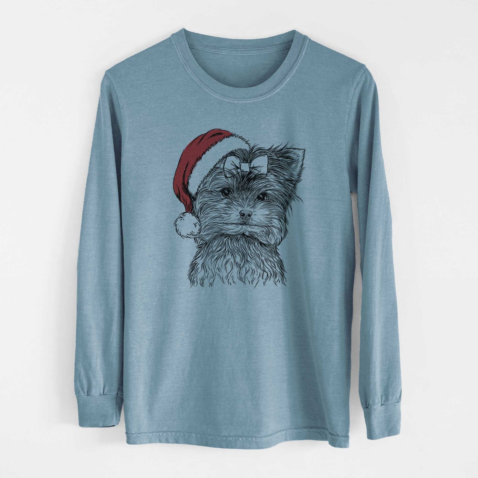 Santa Cricket the Biewer Terrier - Men's Heavyweight 100% Cotton Long Sleeve