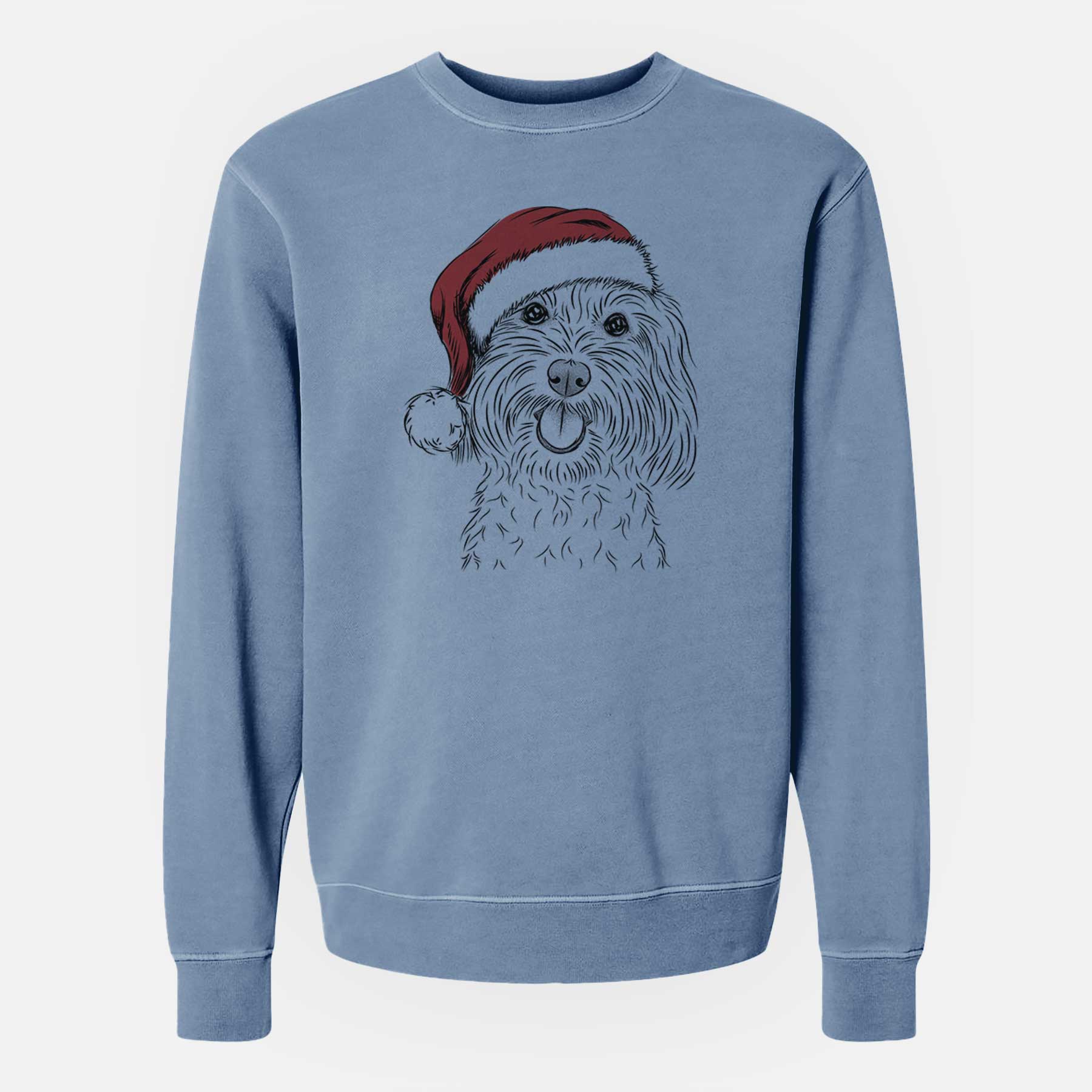 Santa Cuddles the Coton de Tulear - Unisex Pigment Dyed Crew Sweatshirt