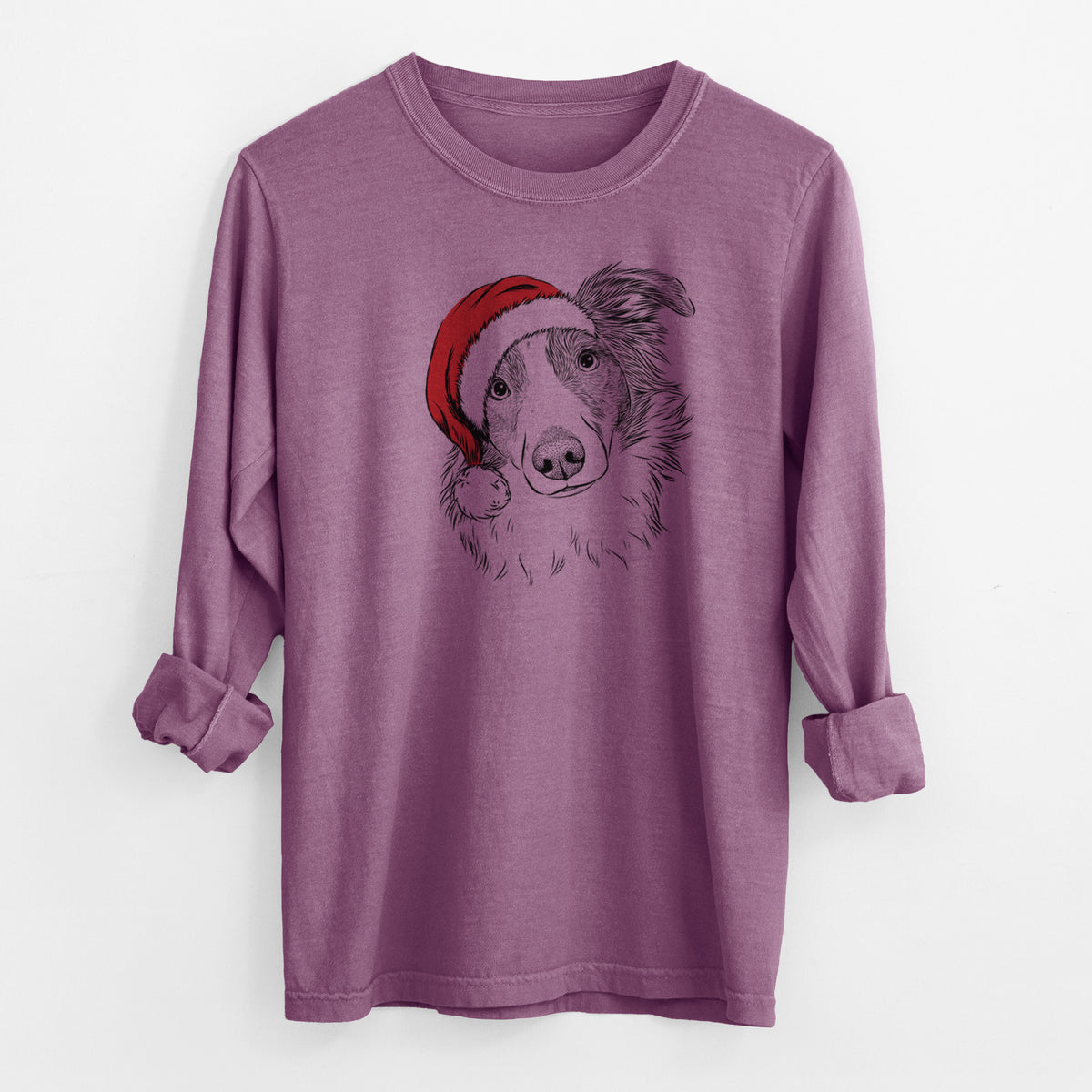 Santa Cyclone the Australian Shepherd - Men's Heavyweight 100% Cotton Long Sleeve