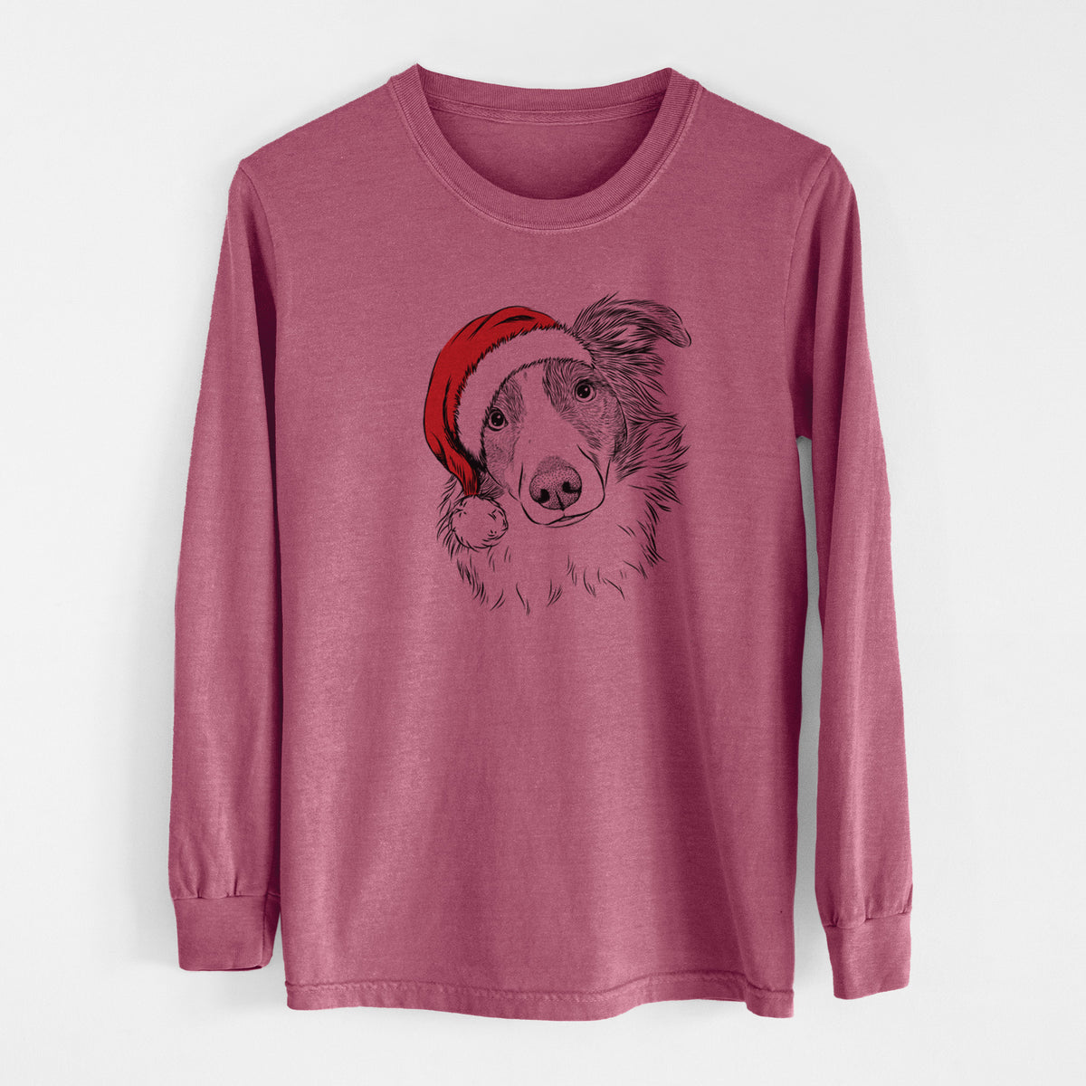 Santa Cyclone the Australian Shepherd - Men's Heavyweight 100% Cotton Long Sleeve