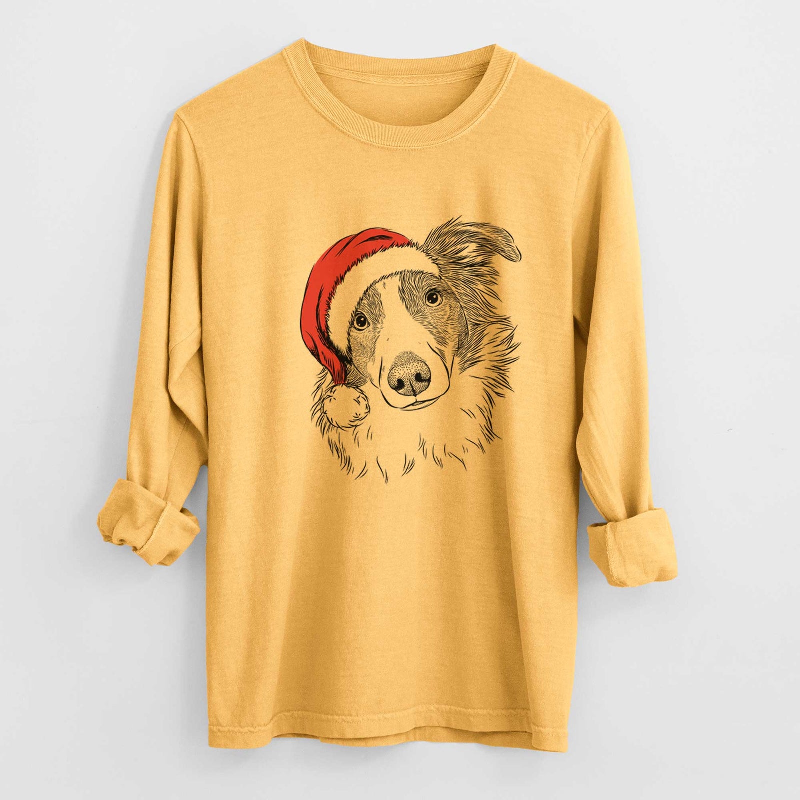 Santa Cyclone the Australian Shepherd - Men's Heavyweight 100% Cotton Long Sleeve