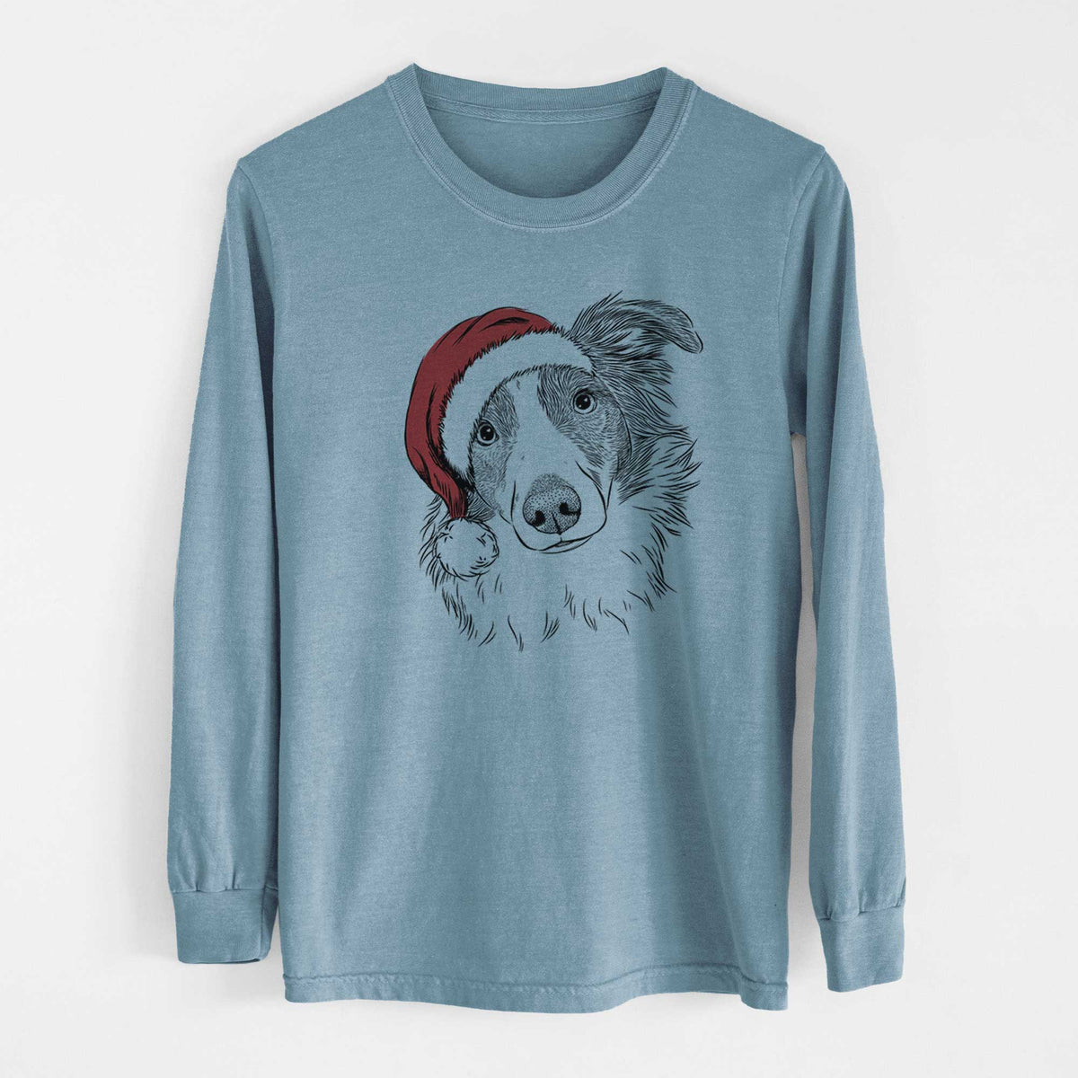Santa Cyclone the Australian Shepherd - Men's Heavyweight 100% Cotton Long Sleeve