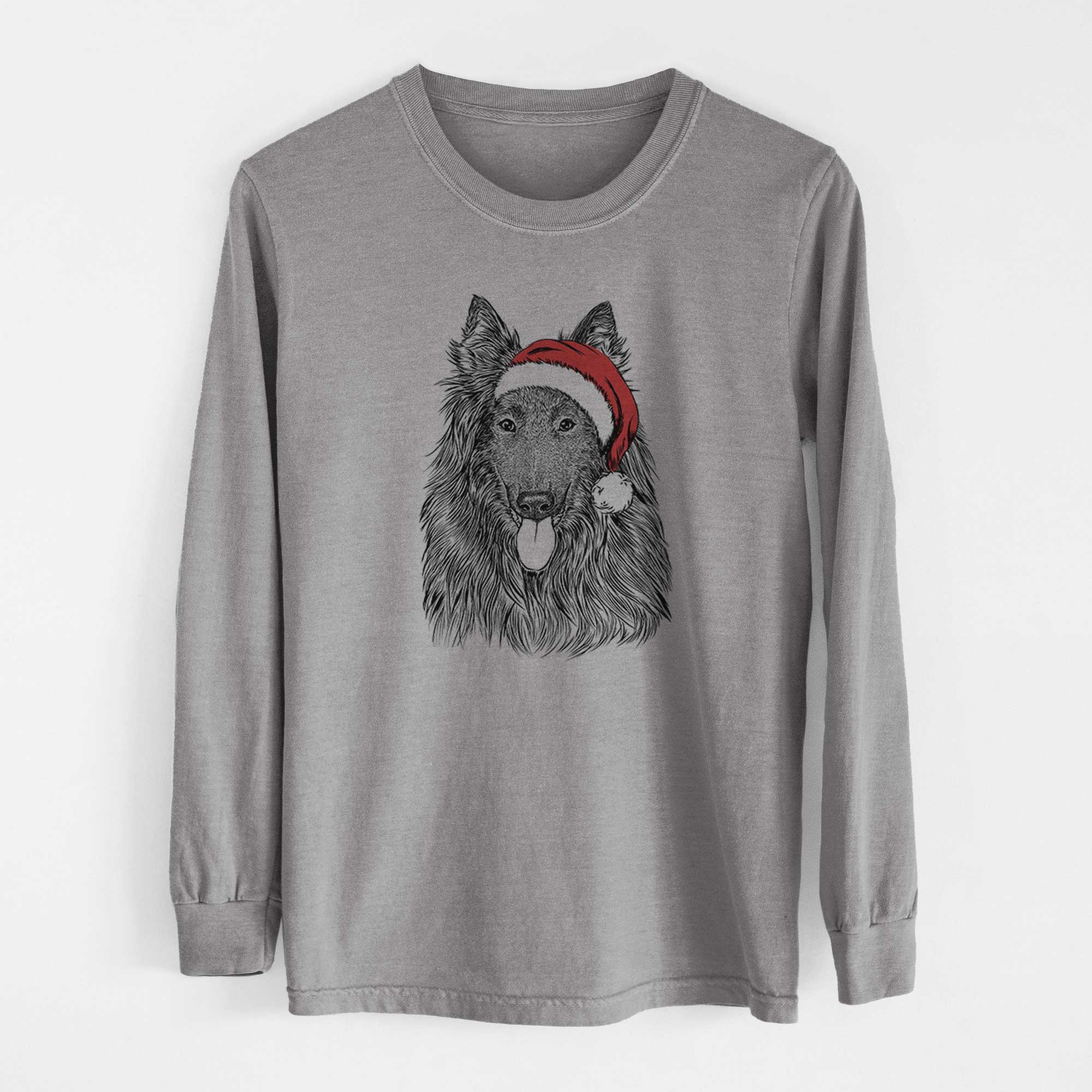 Santa Daan the Belgian Shepherd - Men's Heavyweight 100% Cotton Long Sleeve