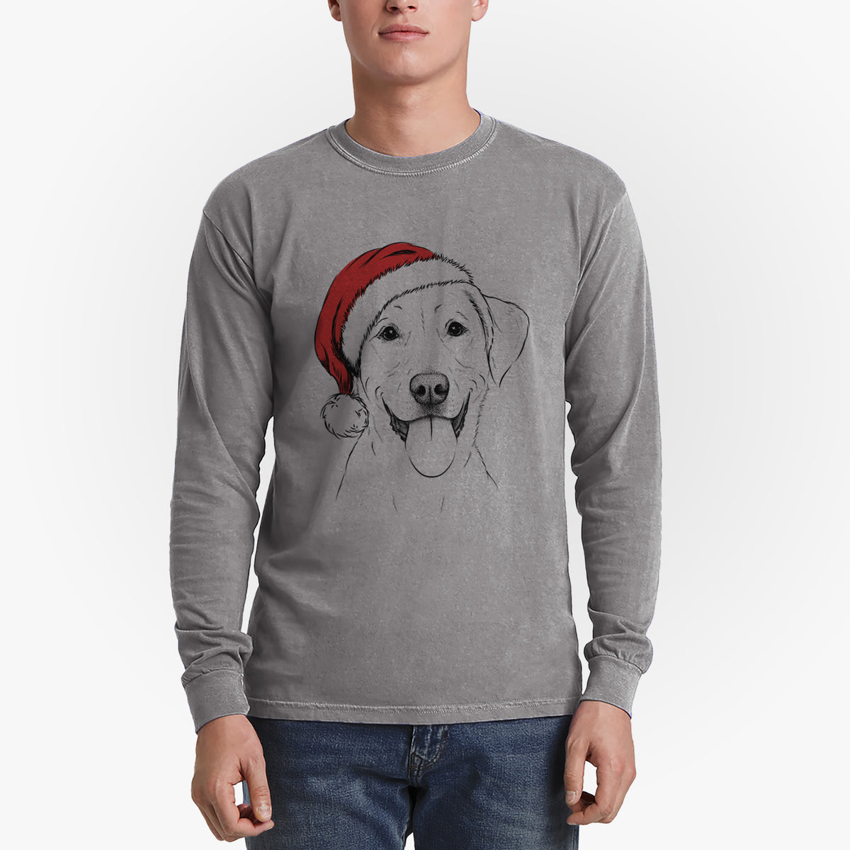 Santa Daisy the Labrador Retriever - Men's Heavyweight 100% Cotton Long Sleeve