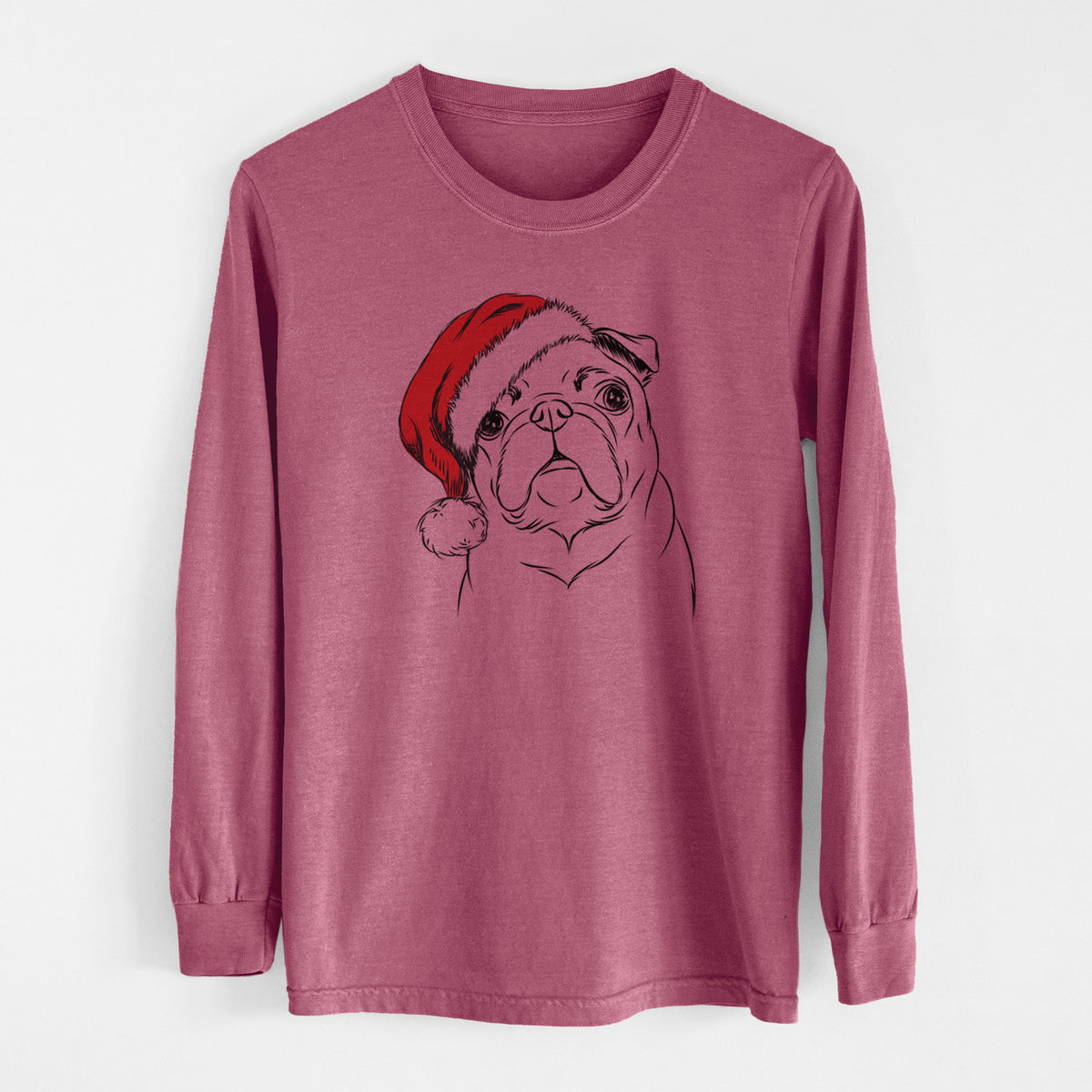 Santa Darling Chloe the Pug - Men&#39;s Heavyweight 100% Cotton Long Sleeve