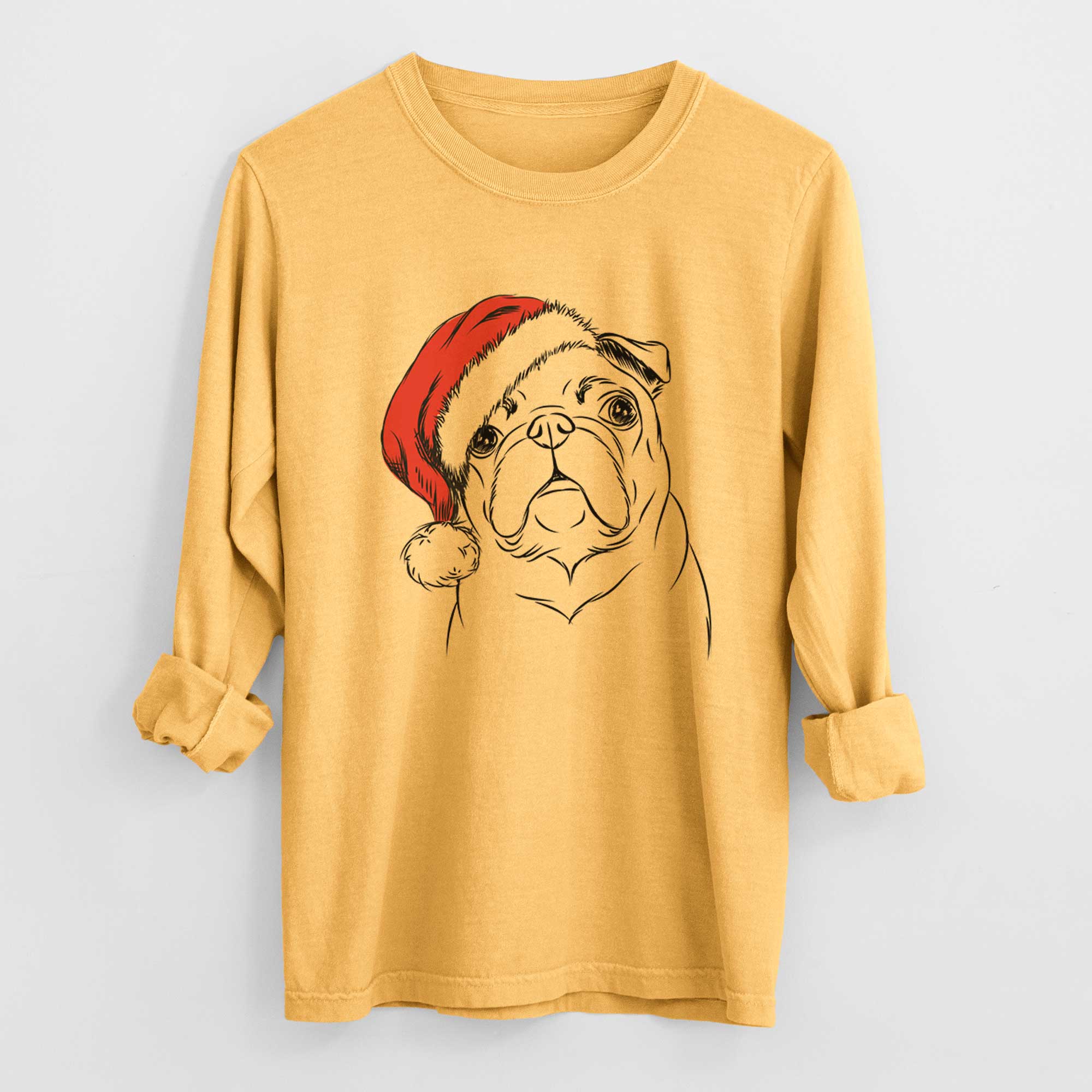 Santa Darling Chloe the Pug - Men's Heavyweight 100% Cotton Long Sleeve