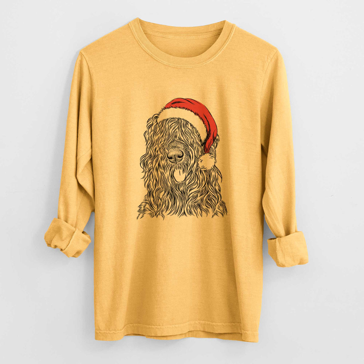 Santa Darryl the Black Russian Terrier - Men's Heavyweight 100% Cotton Long Sleeve