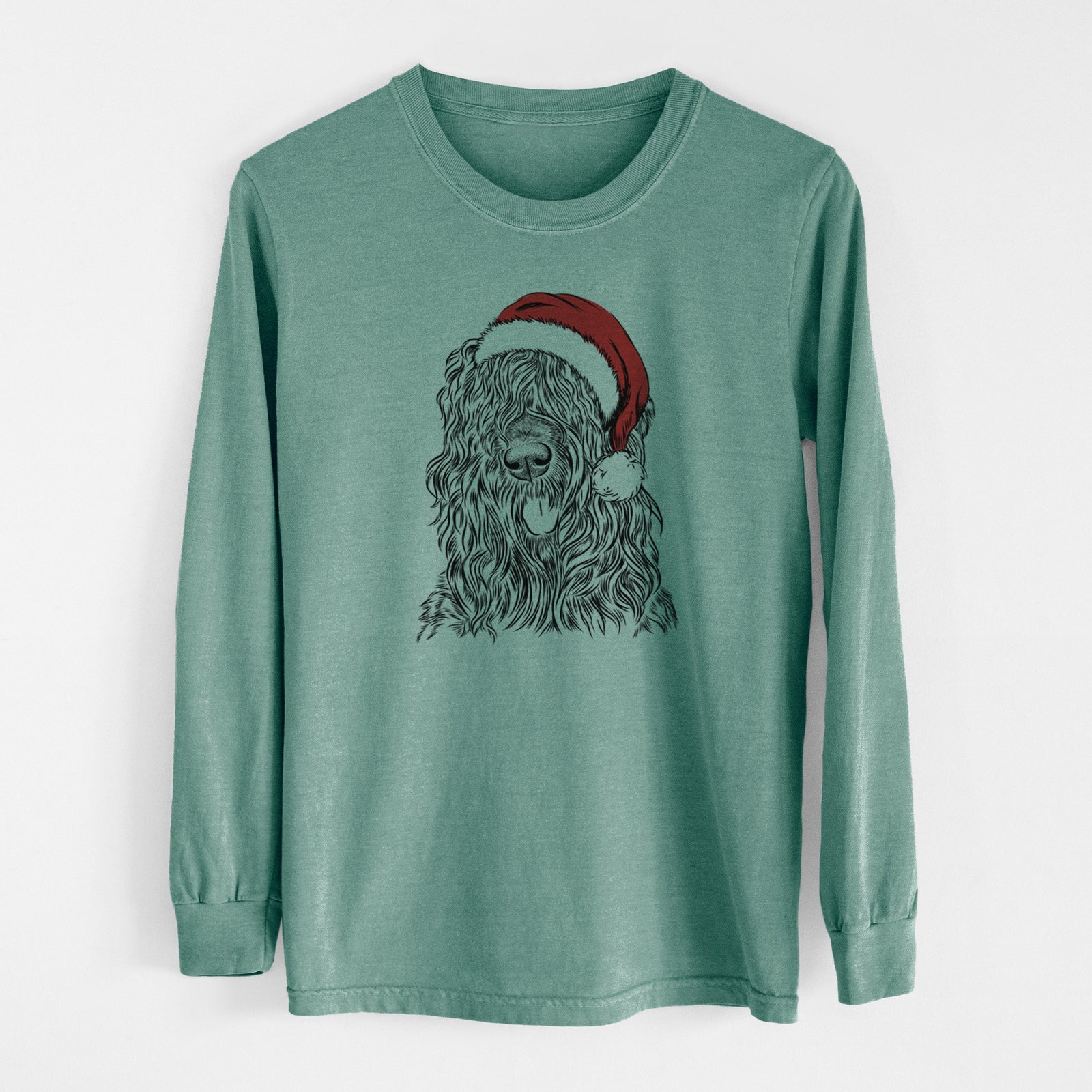 Santa Darryl the Black Russian Terrier - Men's Heavyweight 100% Cotton Long Sleeve