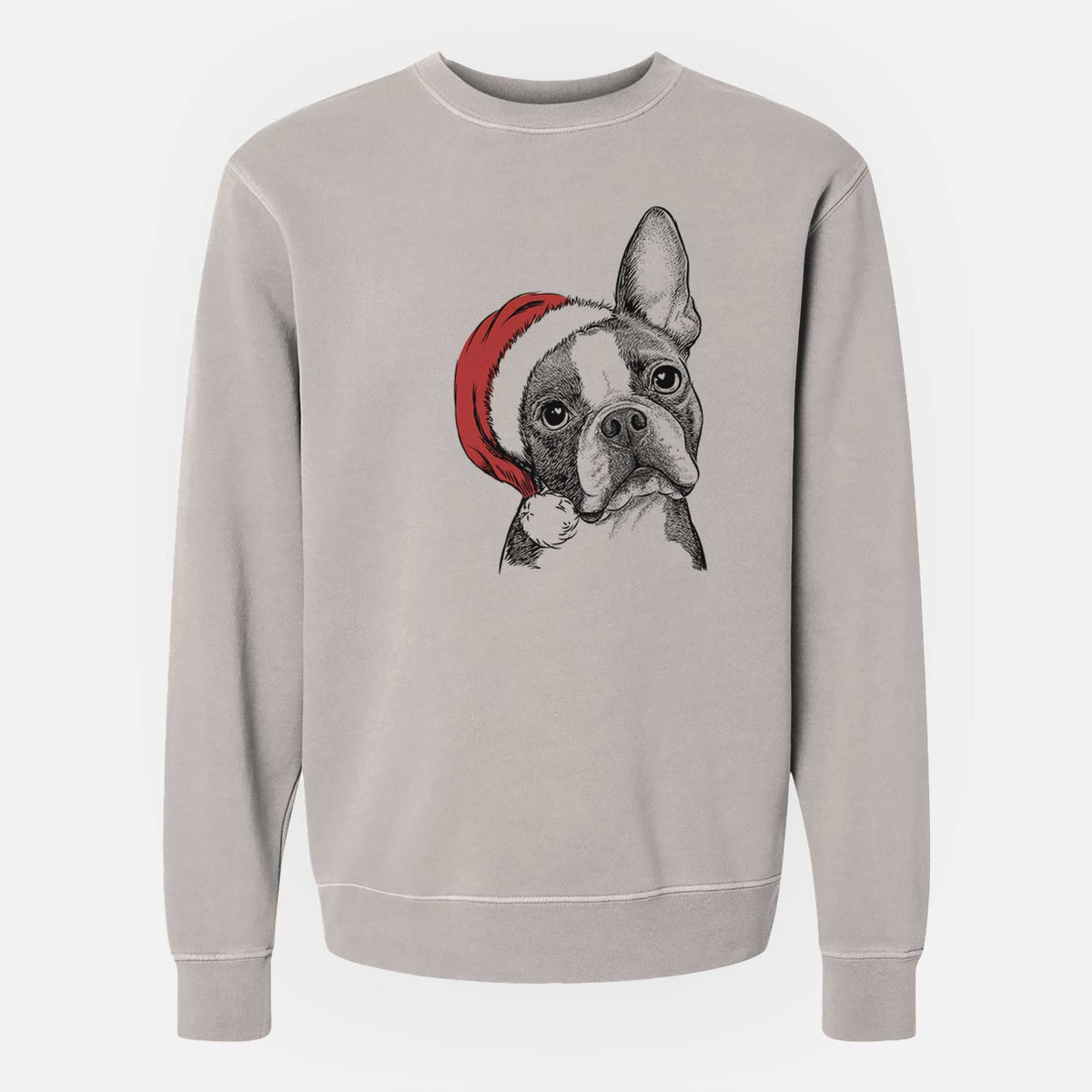 Santa Dee Dee the Boston Terrier - Unisex Pigment Dyed Crew Sweatshirt