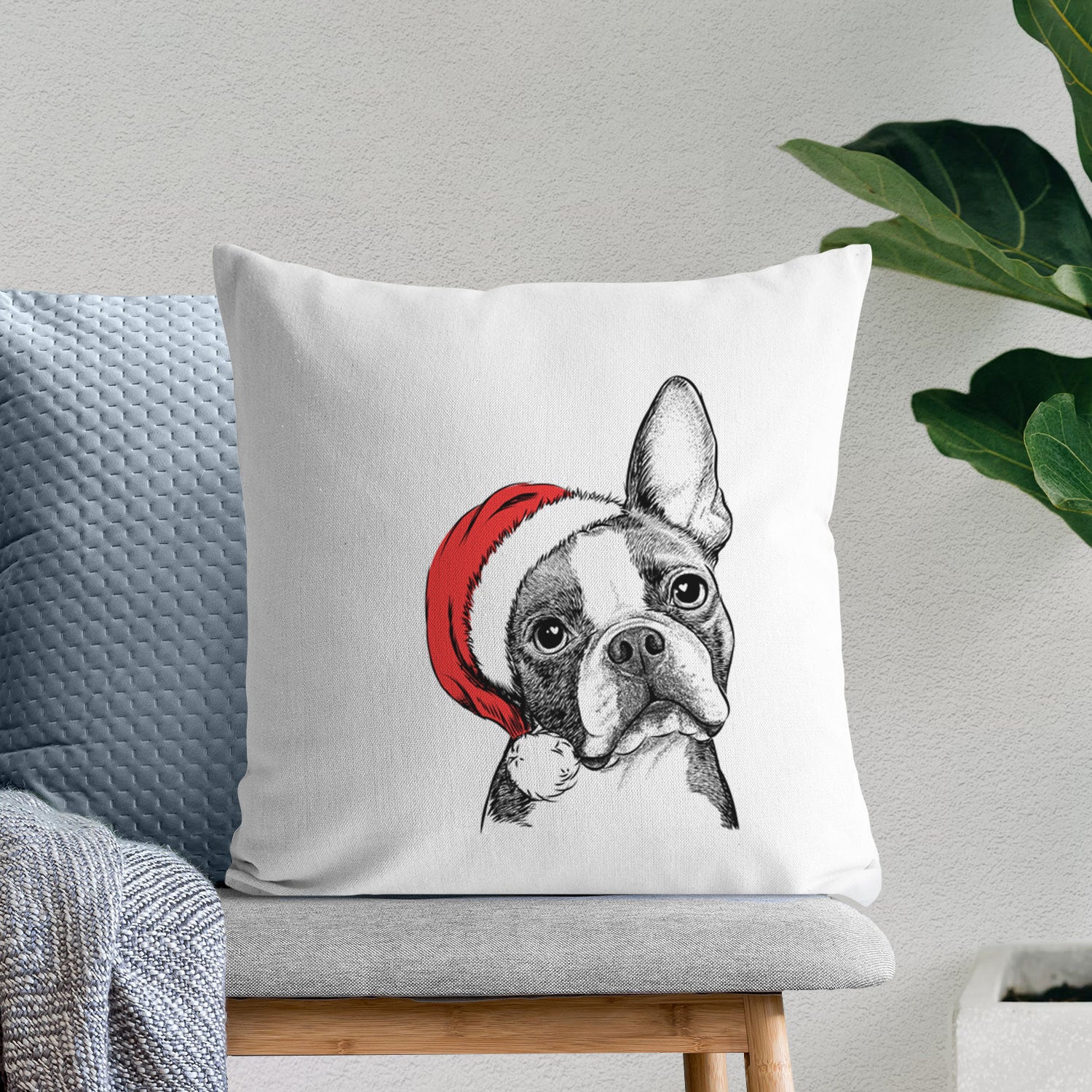 Dee Dee the Boston Terrier - Throw Pillow Cover