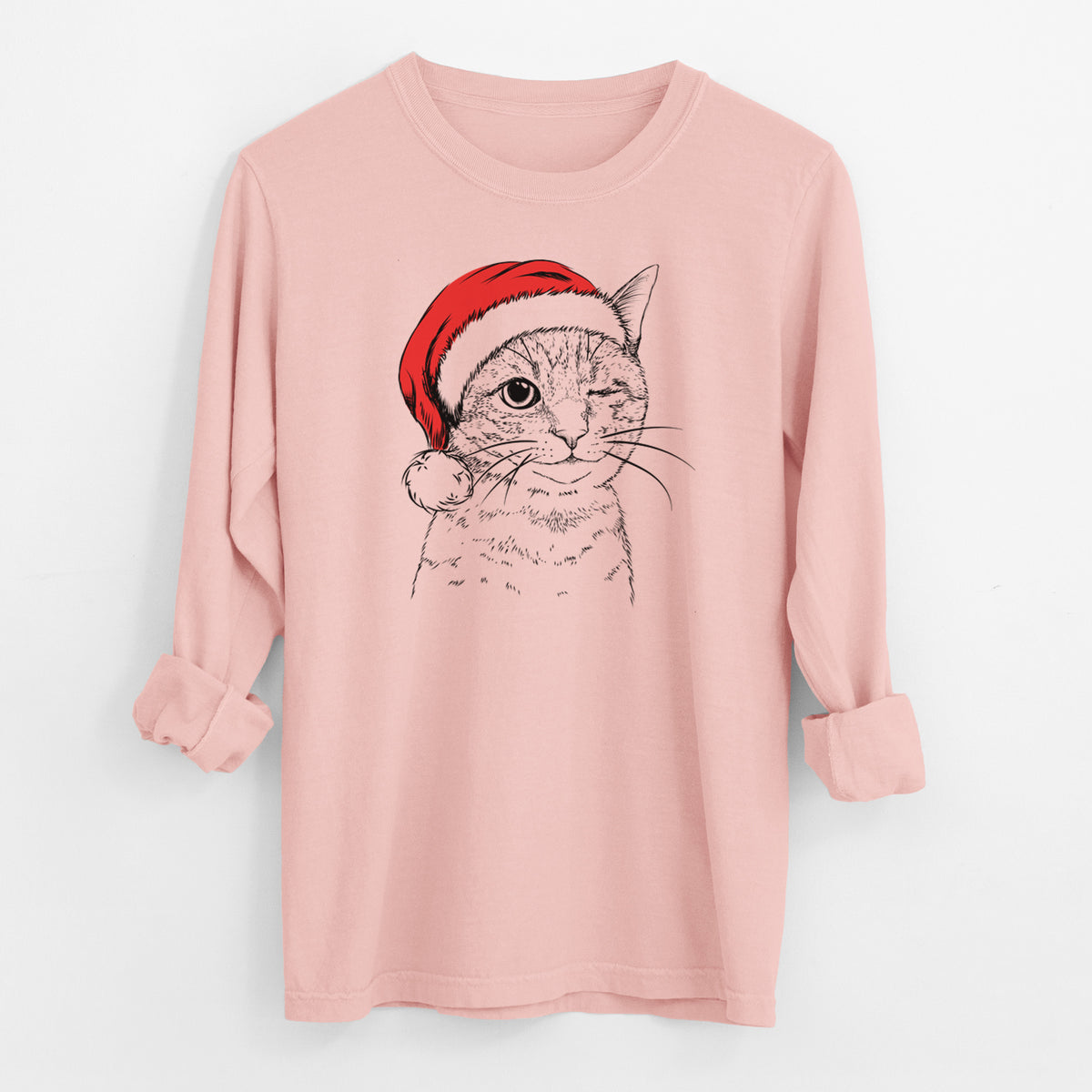 Santa Dexter the Domestic Shorthair - Men's Heavyweight 100% Cotton Long Sleeve