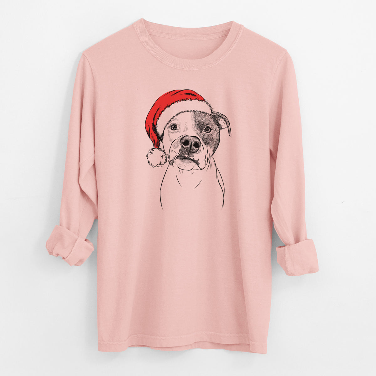 Santa Dexter the Pitbull - Men's Heavyweight 100% Cotton Long Sleeve