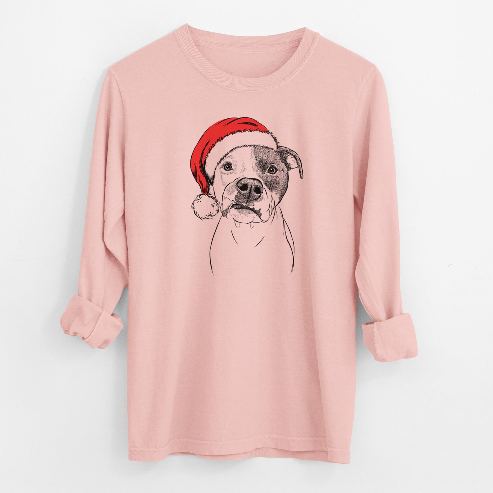 Santa Dexter the Pitbull - Men's Heavyweight 100% Cotton Long Sleeve