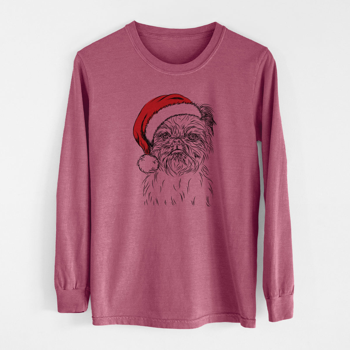 Santa Digby the Brussels Griffon - Men&#39;s Heavyweight 100% Cotton Long Sleeve