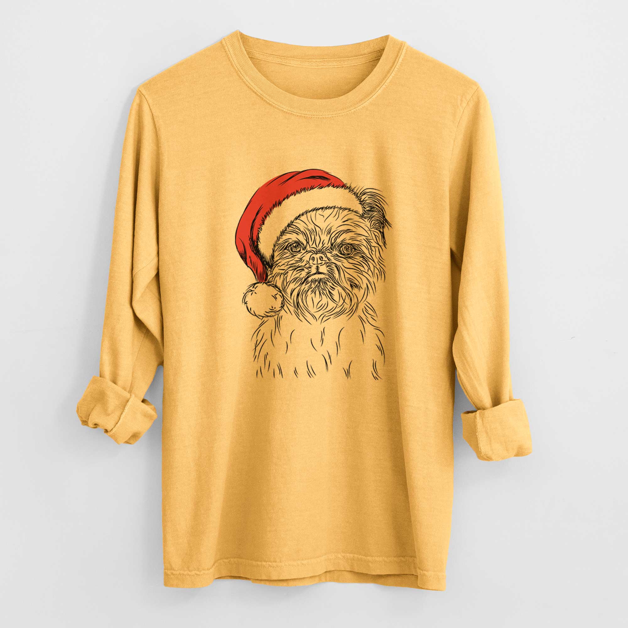 Santa Digby the Brussels Griffon - Men's Heavyweight 100% Cotton Long Sleeve