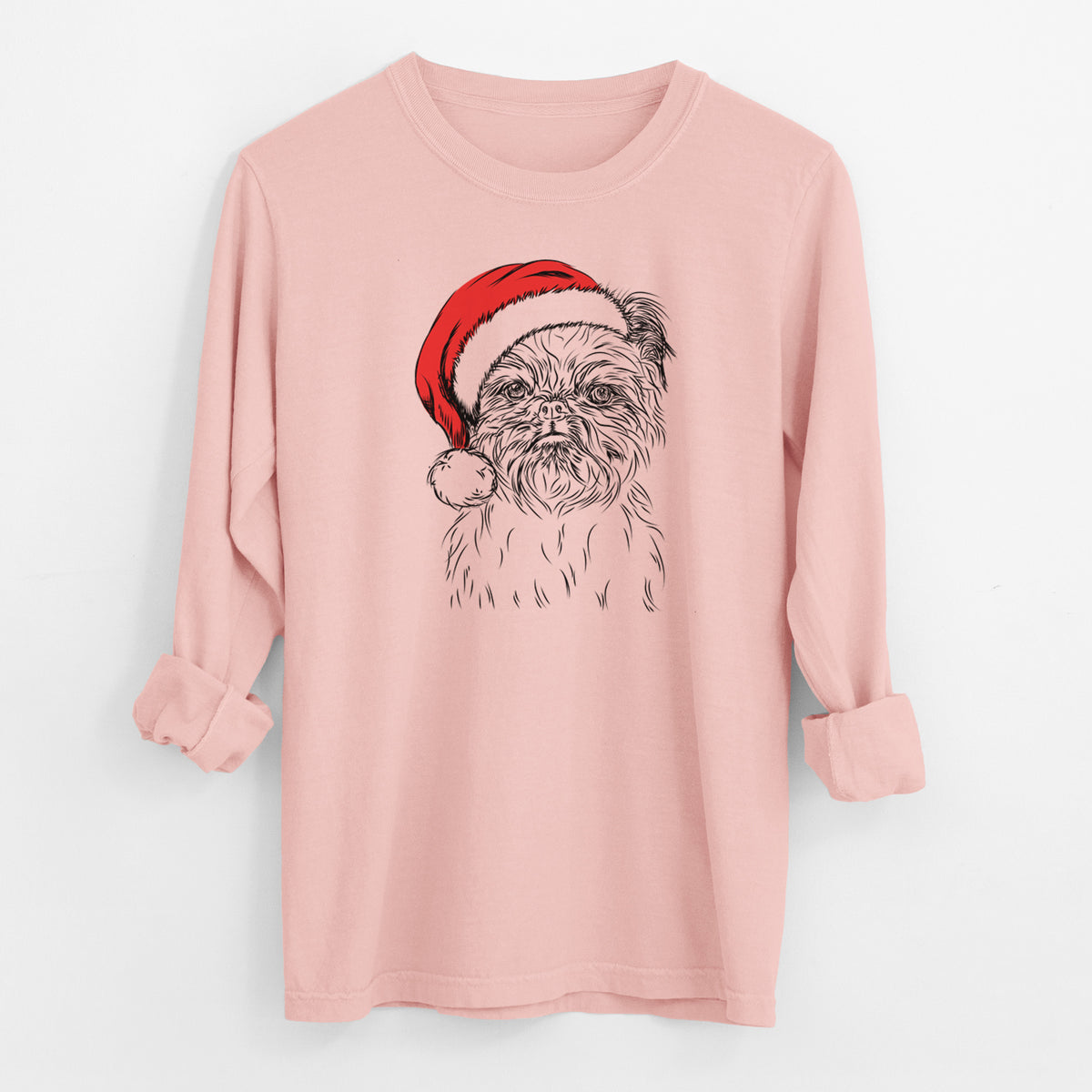 Santa Digby the Brussels Griffon - Men's Heavyweight 100% Cotton Long Sleeve