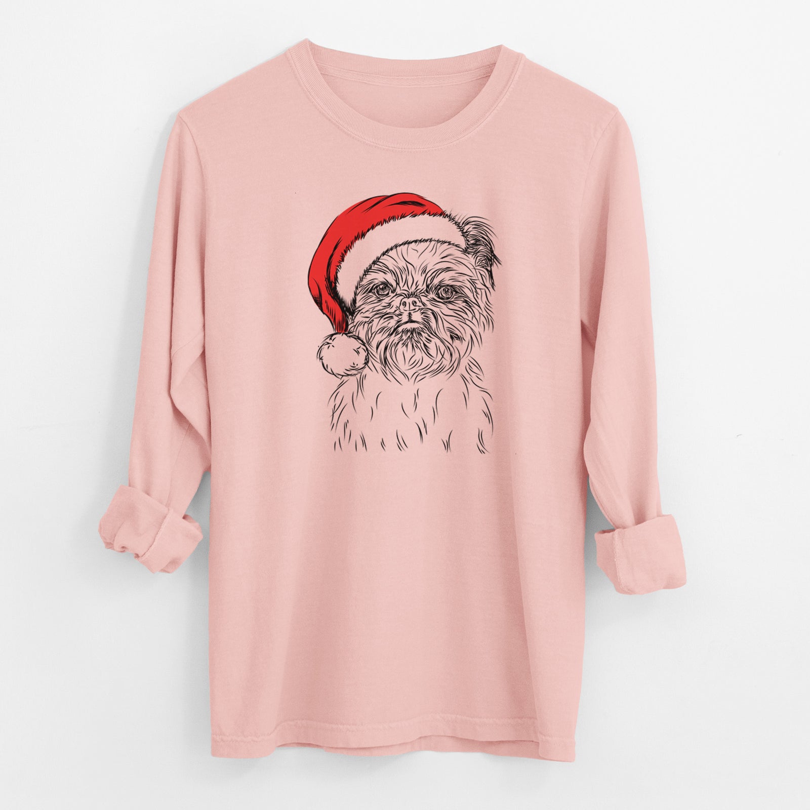 Santa Digby the Brussels Griffon - Men's Heavyweight 100% Cotton Long Sleeve