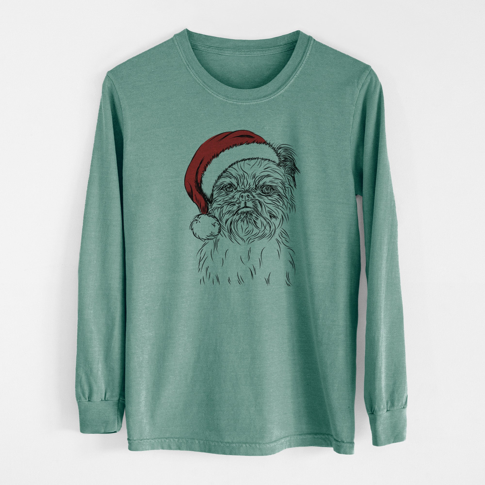 Santa Digby the Brussels Griffon - Men's Heavyweight 100% Cotton Long Sleeve