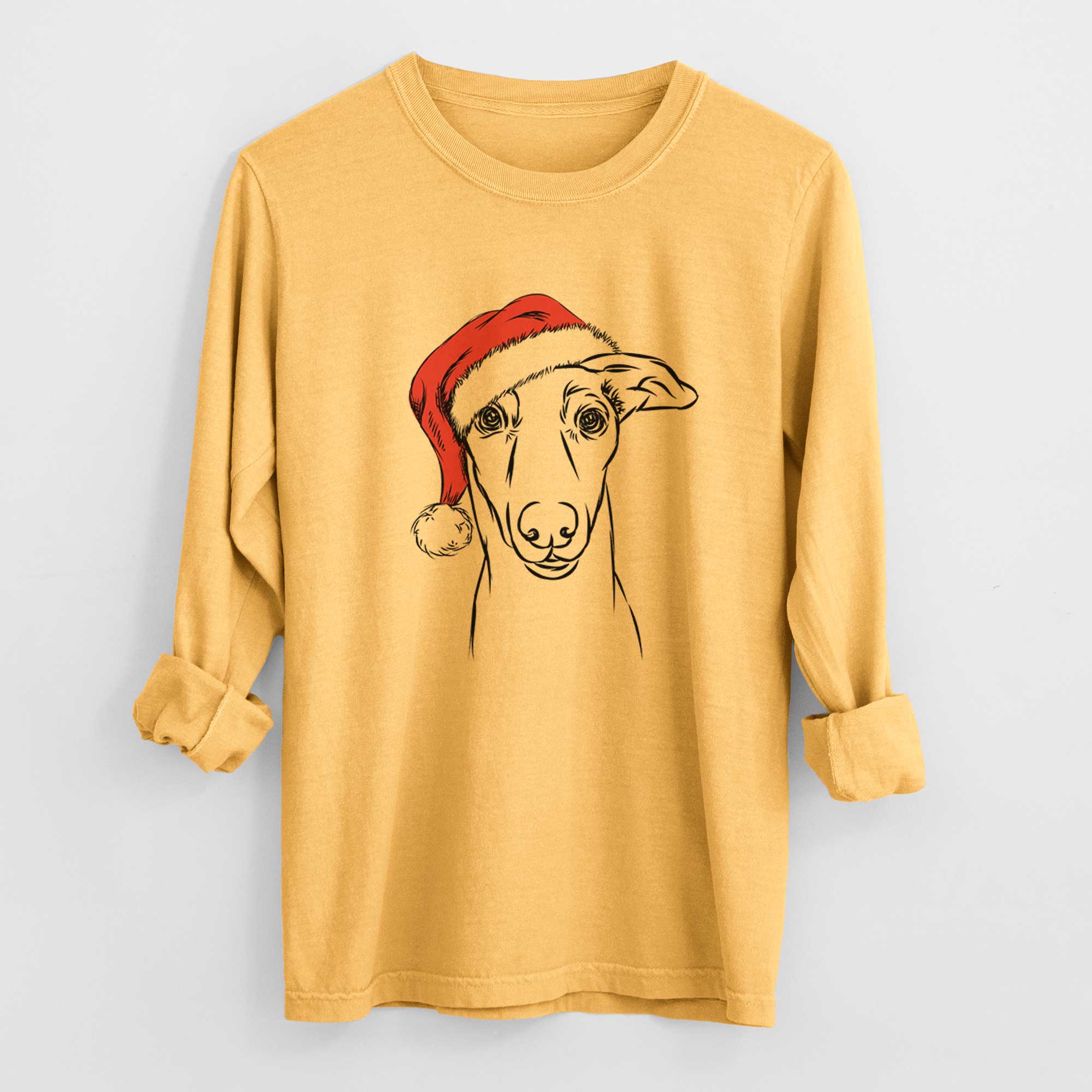 Santa Diva the Greyhound - Men's Heavyweight 100% Cotton Long Sleeve